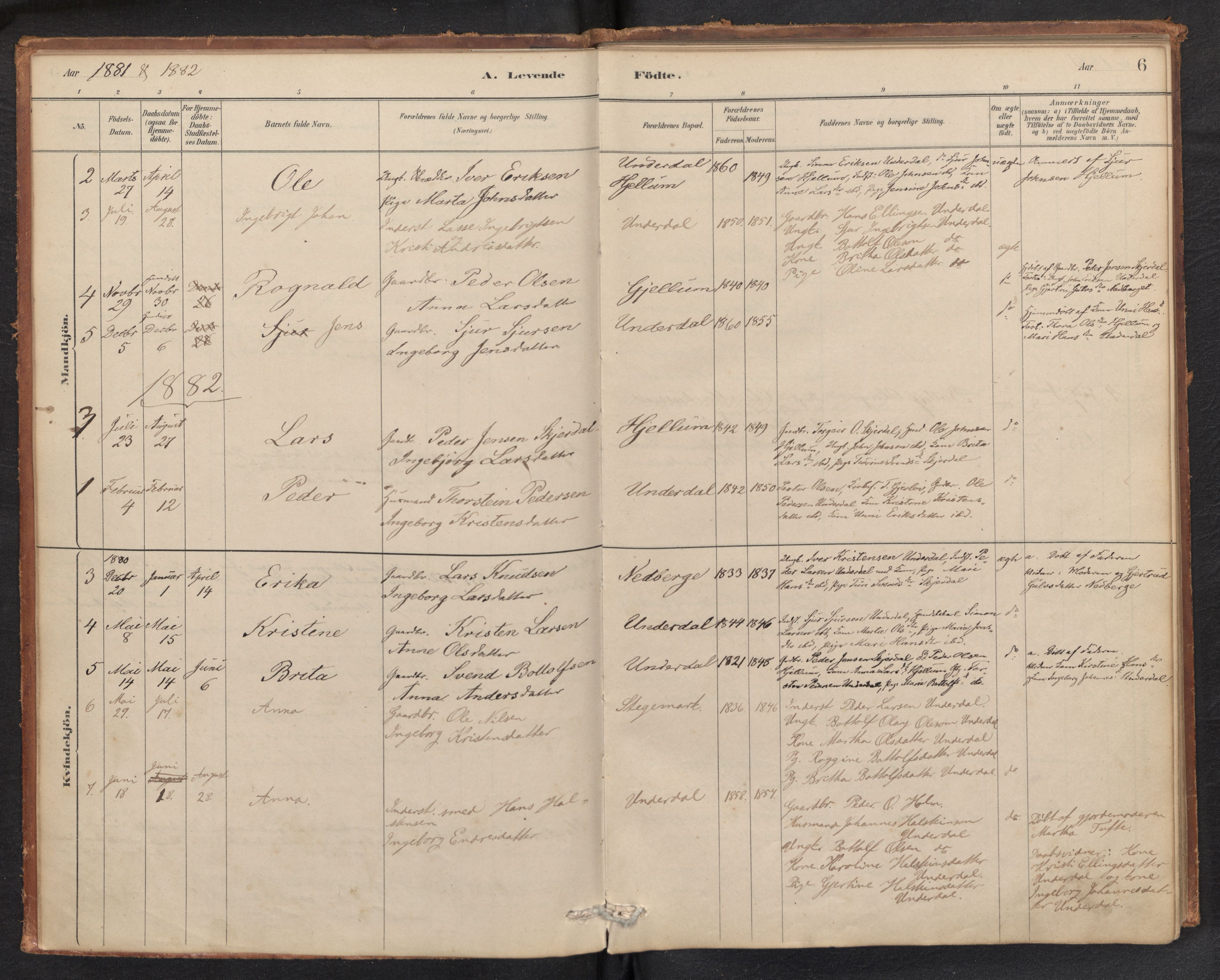 Aurland sokneprestembete, AV/SAB-A-99937/H/Ha/Hae/L0001: Ministerialbok nr. E 1, 1880-1907, s. 5b-6a