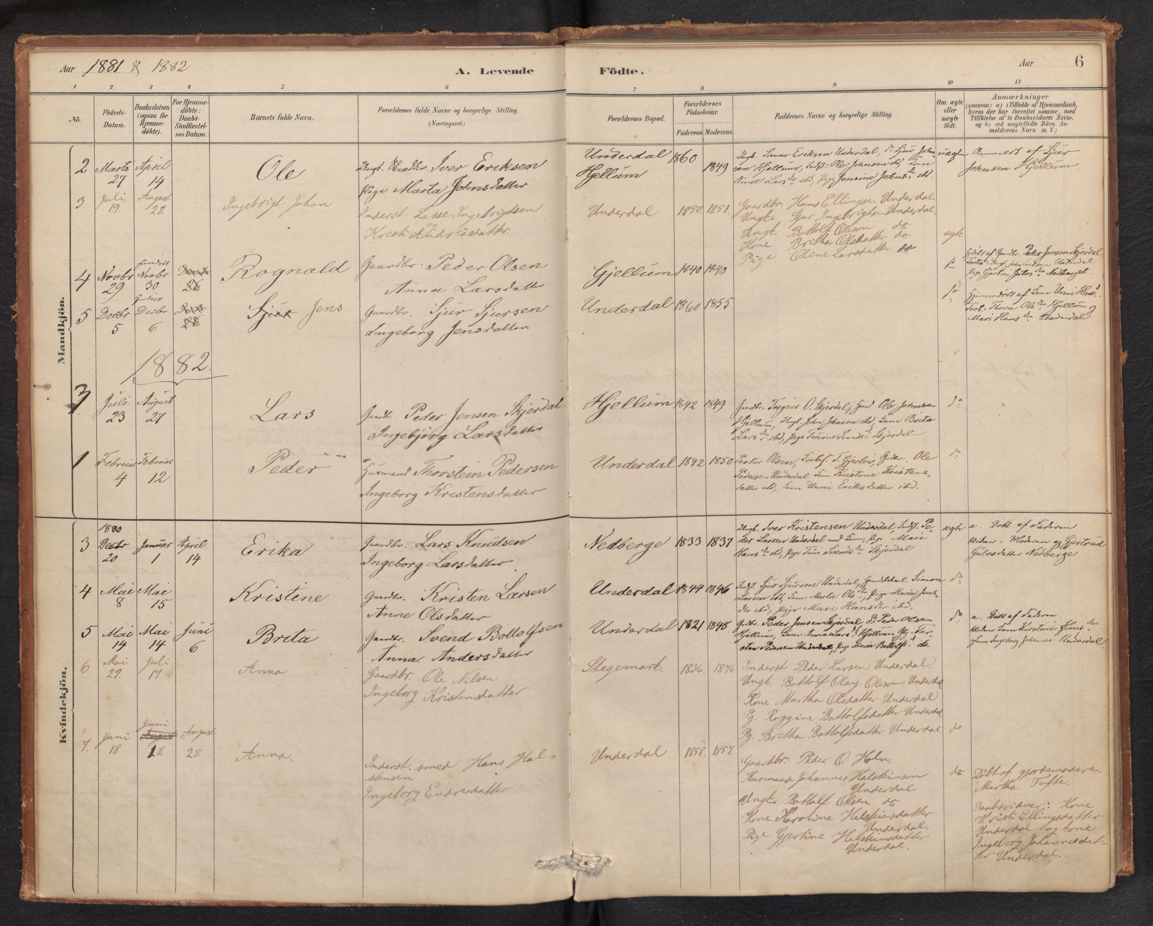 Aurland sokneprestembete, SAB/A-99937/H/Ha/Hae/L0001: Ministerialbok nr. E 1, 1880-1907, s. 5b-6a