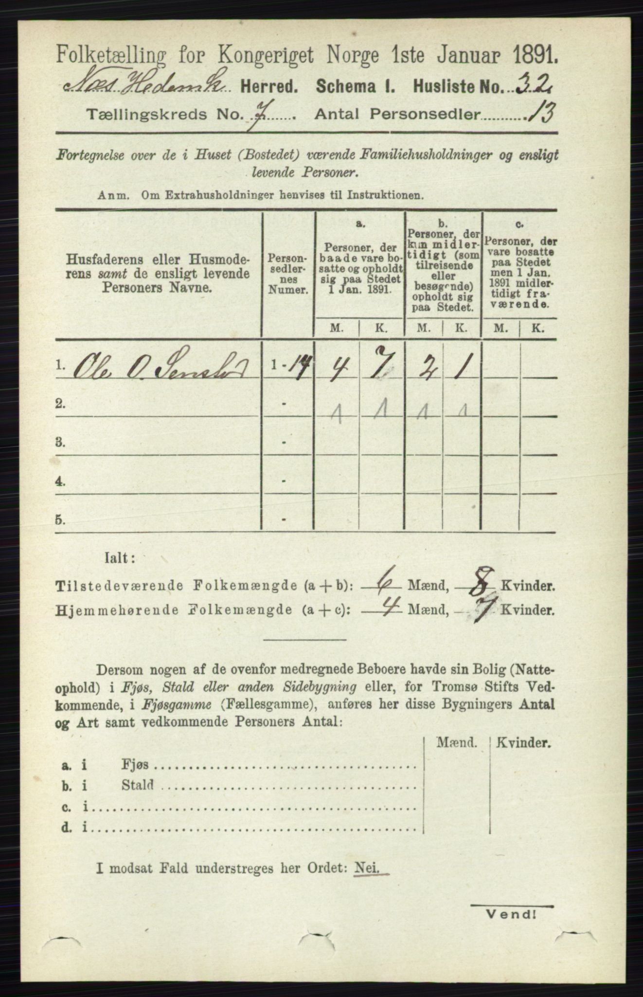 RA, Folketelling 1891 for 0411 Nes herred, 1891, s. 3860
