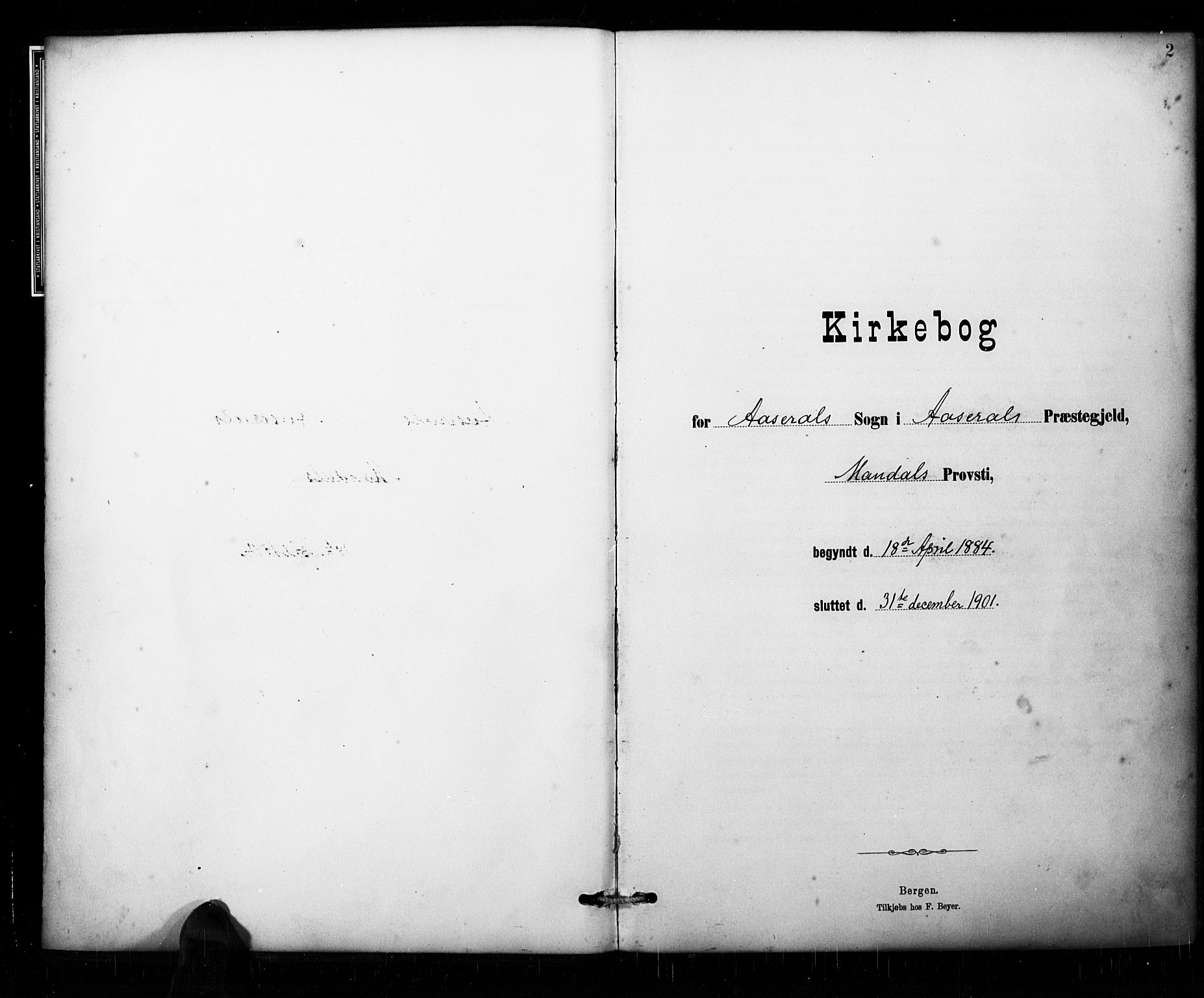 Åseral sokneprestkontor, AV/SAK-1111-0051/F/Fa/L0003: Ministerialbok nr. A 3, 1884-1901, s. 2