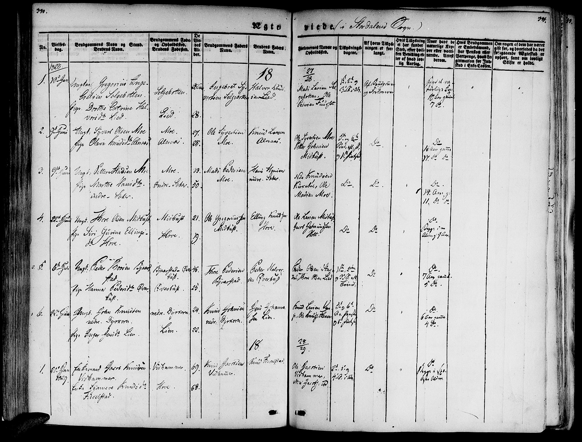 Ministerialprotokoller, klokkerbøker og fødselsregistre - Møre og Romsdal, AV/SAT-A-1454/520/L0274: Ministerialbok nr. 520A04, 1827-1864, s. 330-331