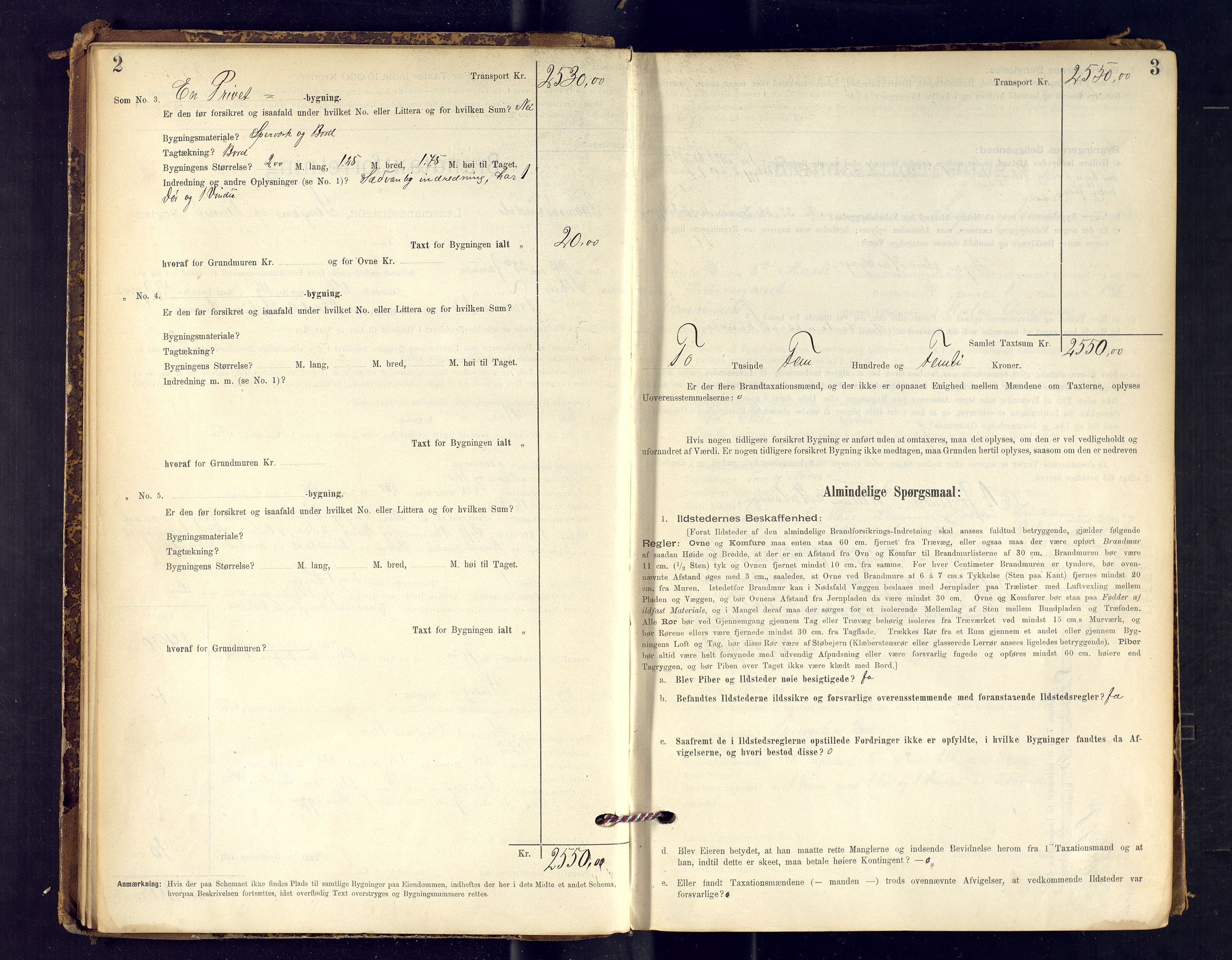 Tromsøysund lensmannskontor, SATØ/SATØ-12/F/Fs/Fsb/L0734: Branntakstprotokoll. Med register, 1895-1898, s. 2-3