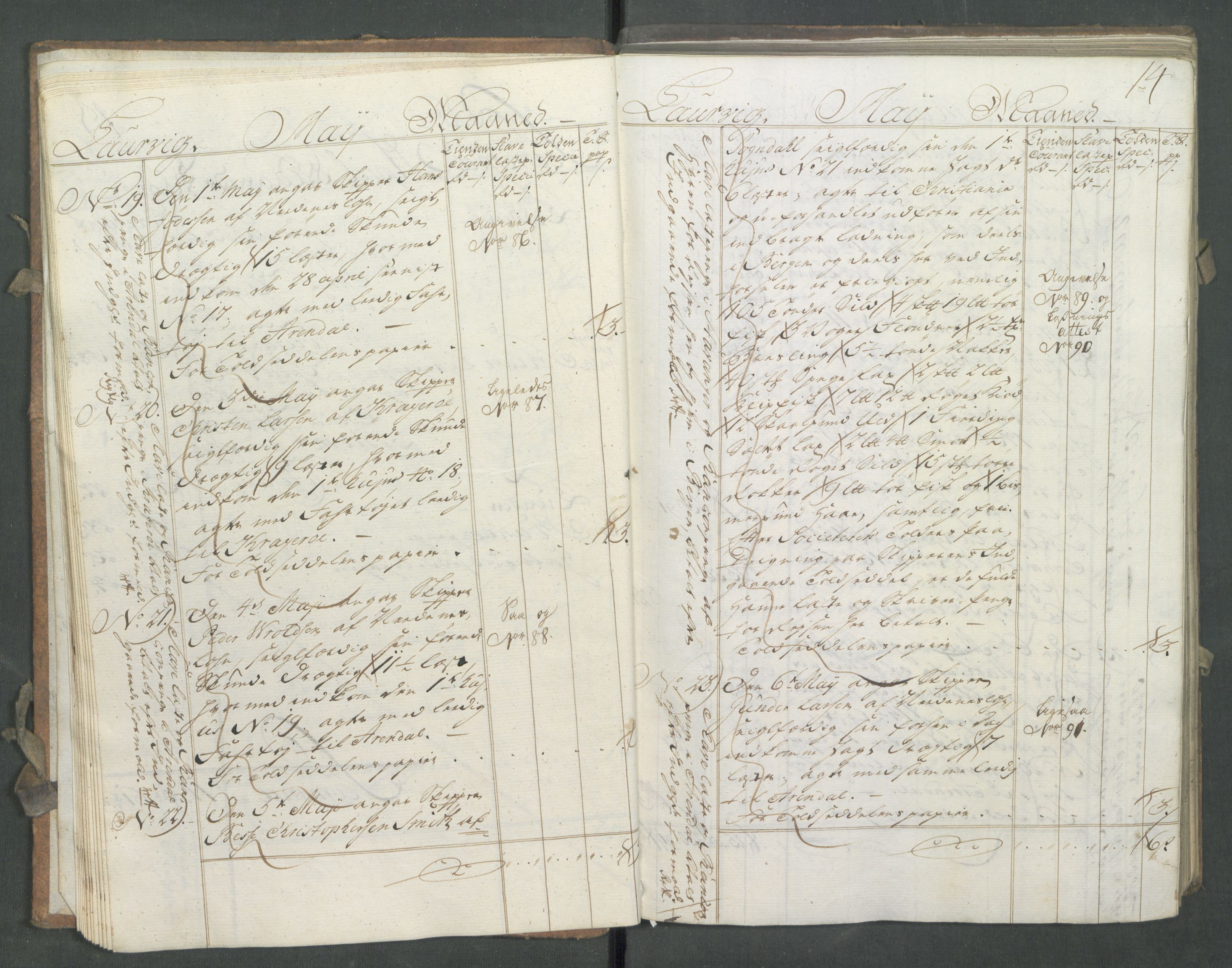 Generaltollkammeret, tollregnskaper, AV/RA-EA-5490/R11/L0027/0001: Tollregnskaper Larvik og Sandefjord / Utgående hovedtollbok, 1756, s. 13b-14a