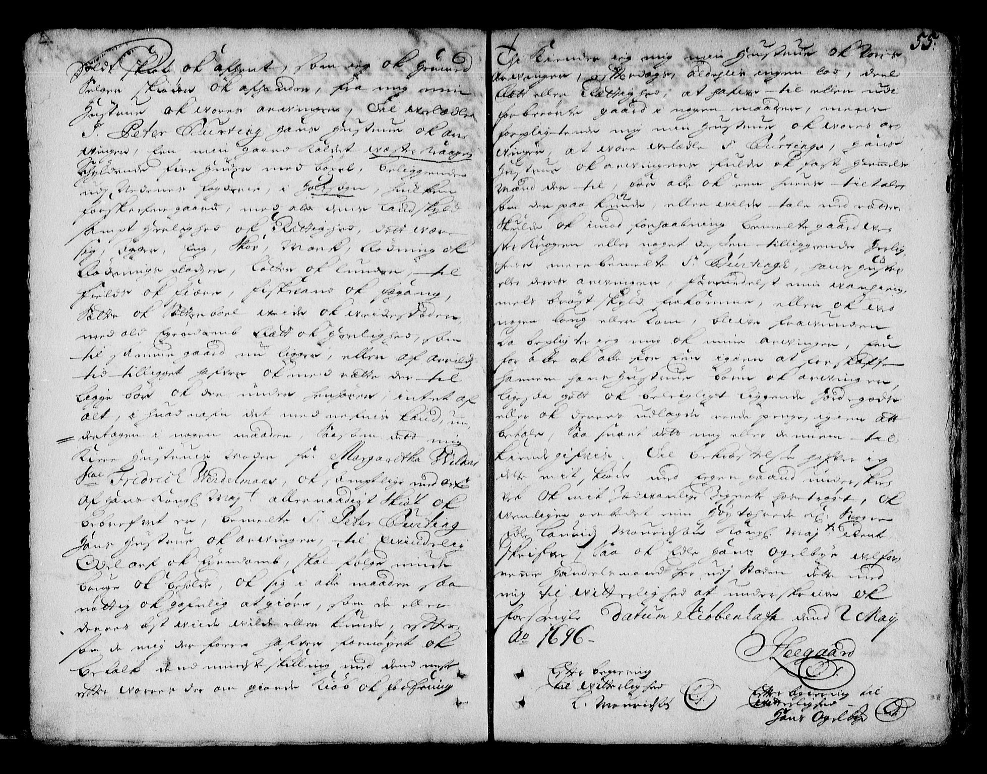 Nedenes sorenskriveri før 1824, SAK/1221-0007/G/Gb/L0001: Pantebok nr. 1, 1696-1698, s. 55