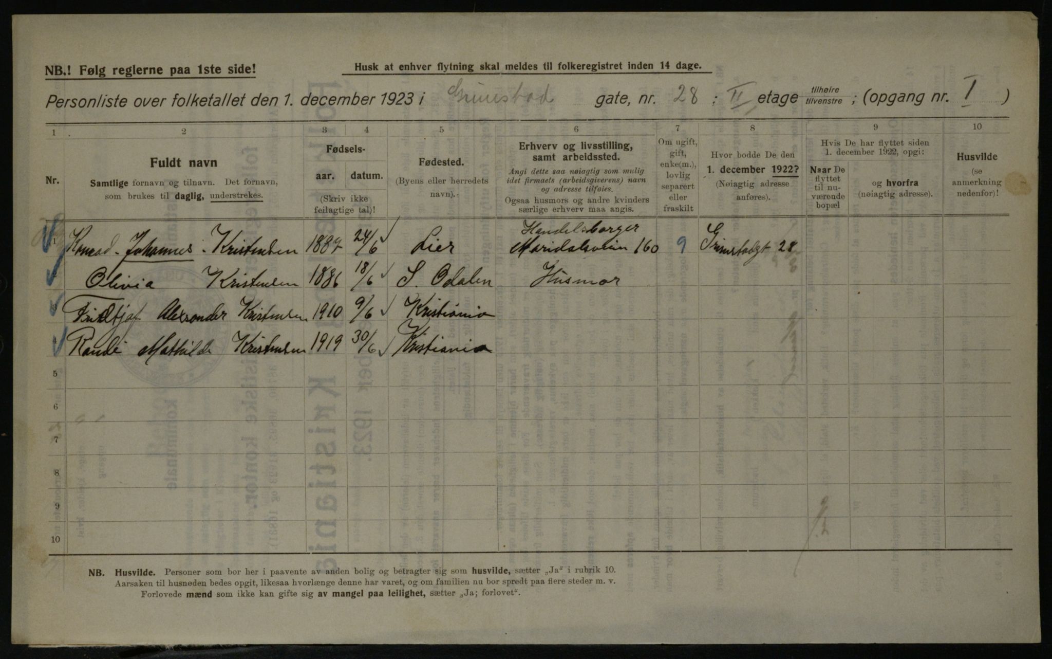 OBA, Kommunal folketelling 1.12.1923 for Kristiania, 1923, s. 34040