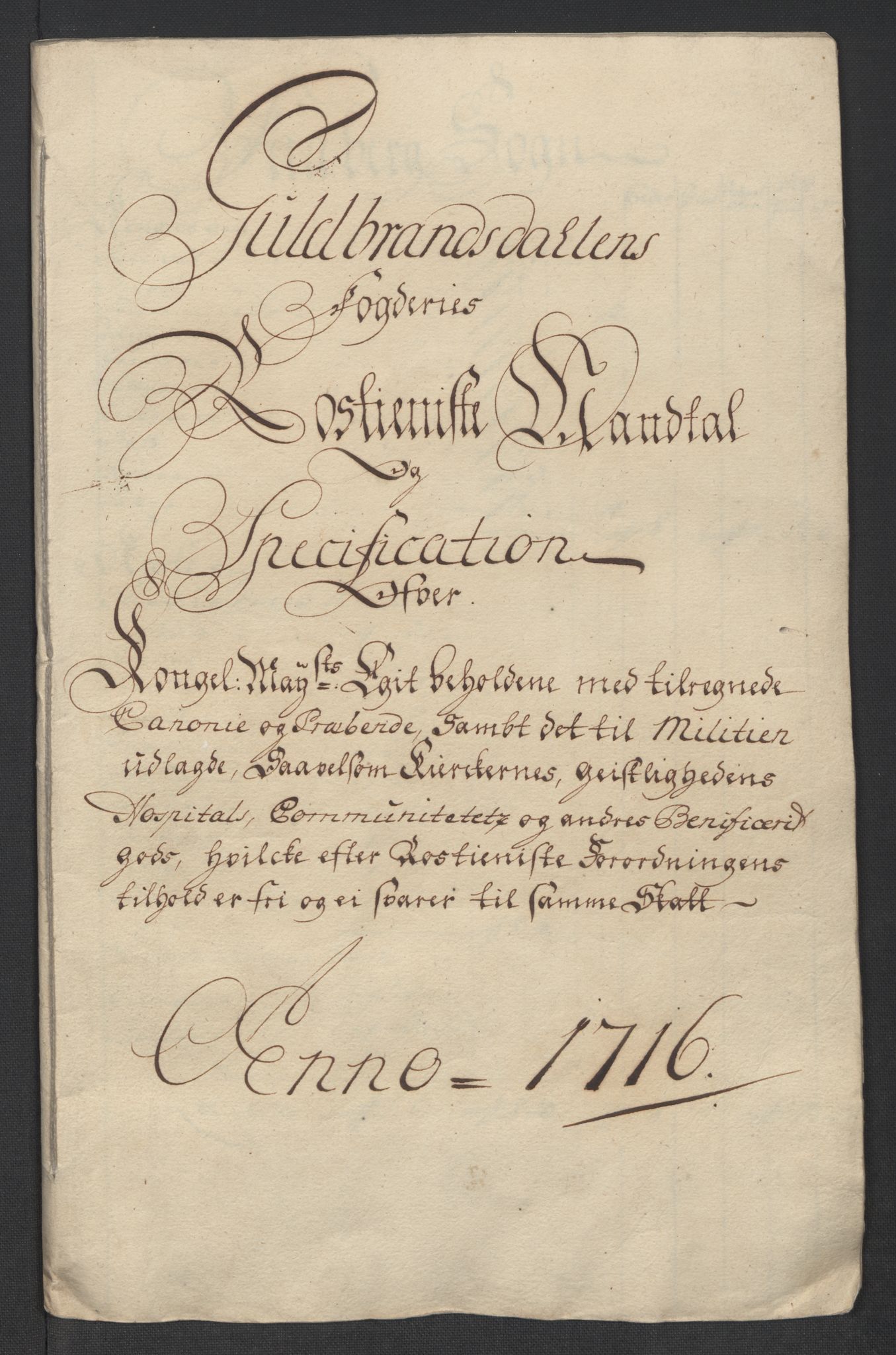 Rentekammeret inntil 1814, Reviderte regnskaper, Fogderegnskap, RA/EA-4092/R17/L1186: Fogderegnskap Gudbrandsdal, 1716, s. 13