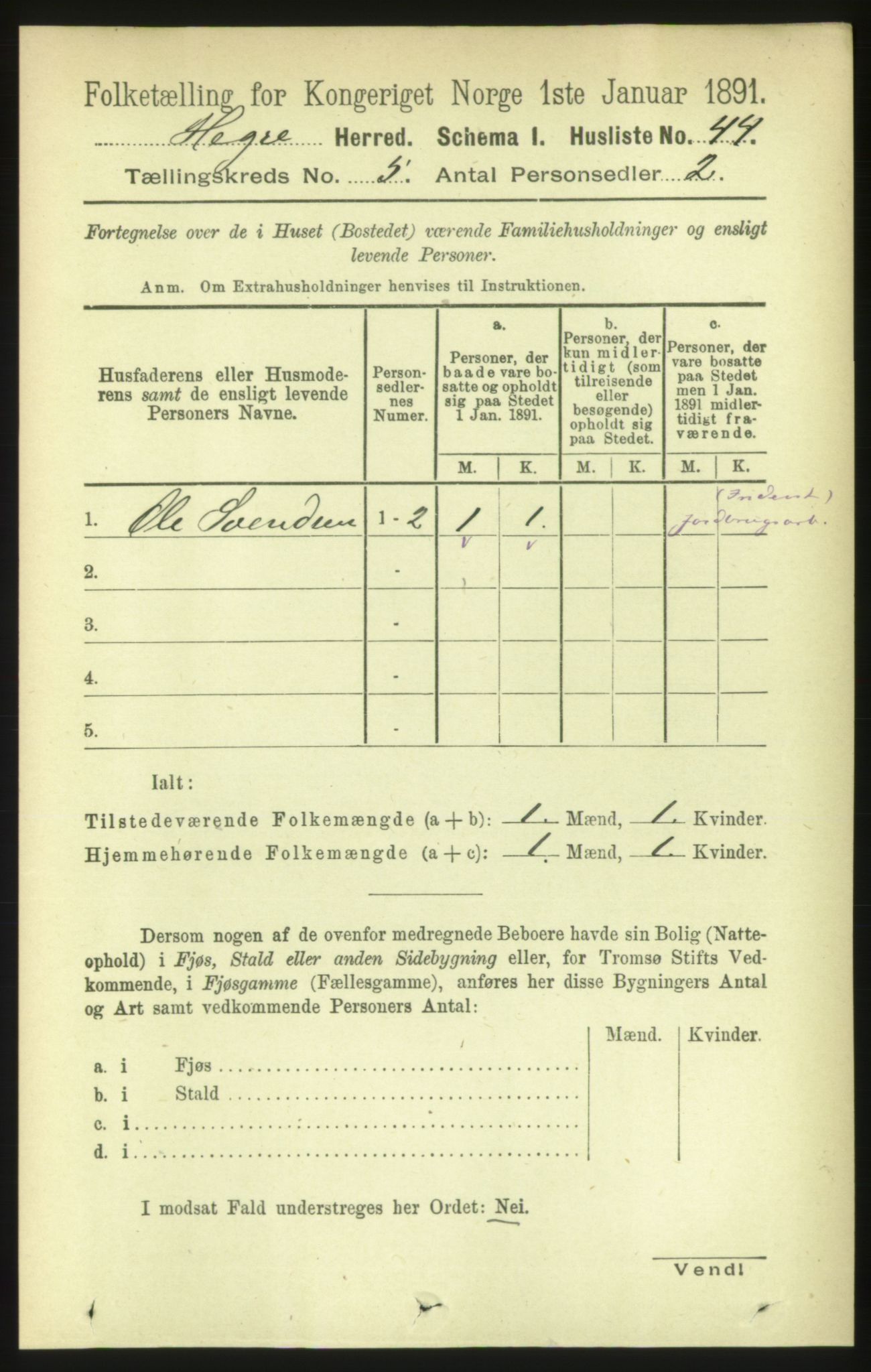 RA, Folketelling 1891 for 1712 Hegra herred, 1891, s. 2001