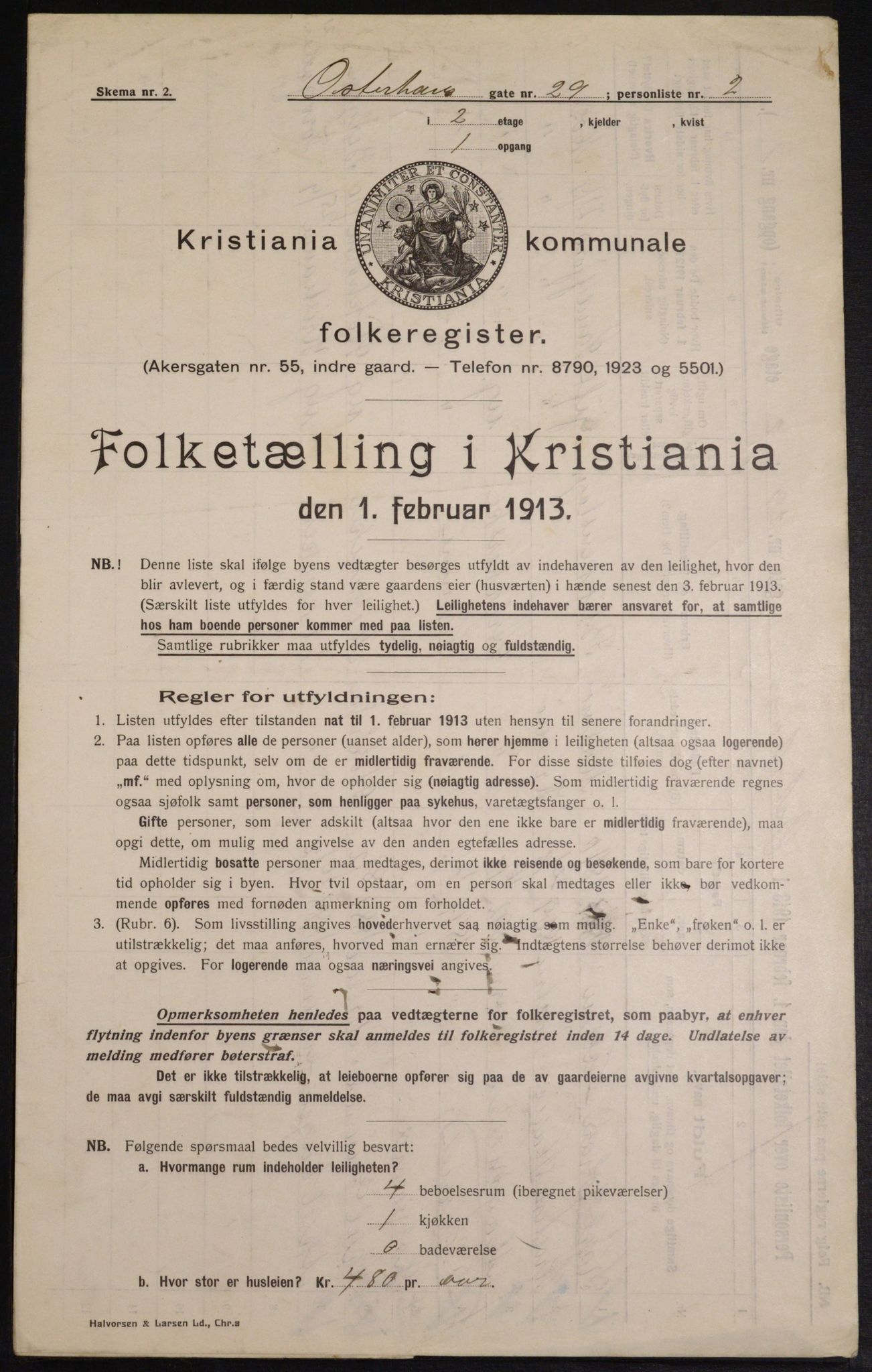 OBA, Kommunal folketelling 1.2.1913 for Kristiania, 1913, s. 77907