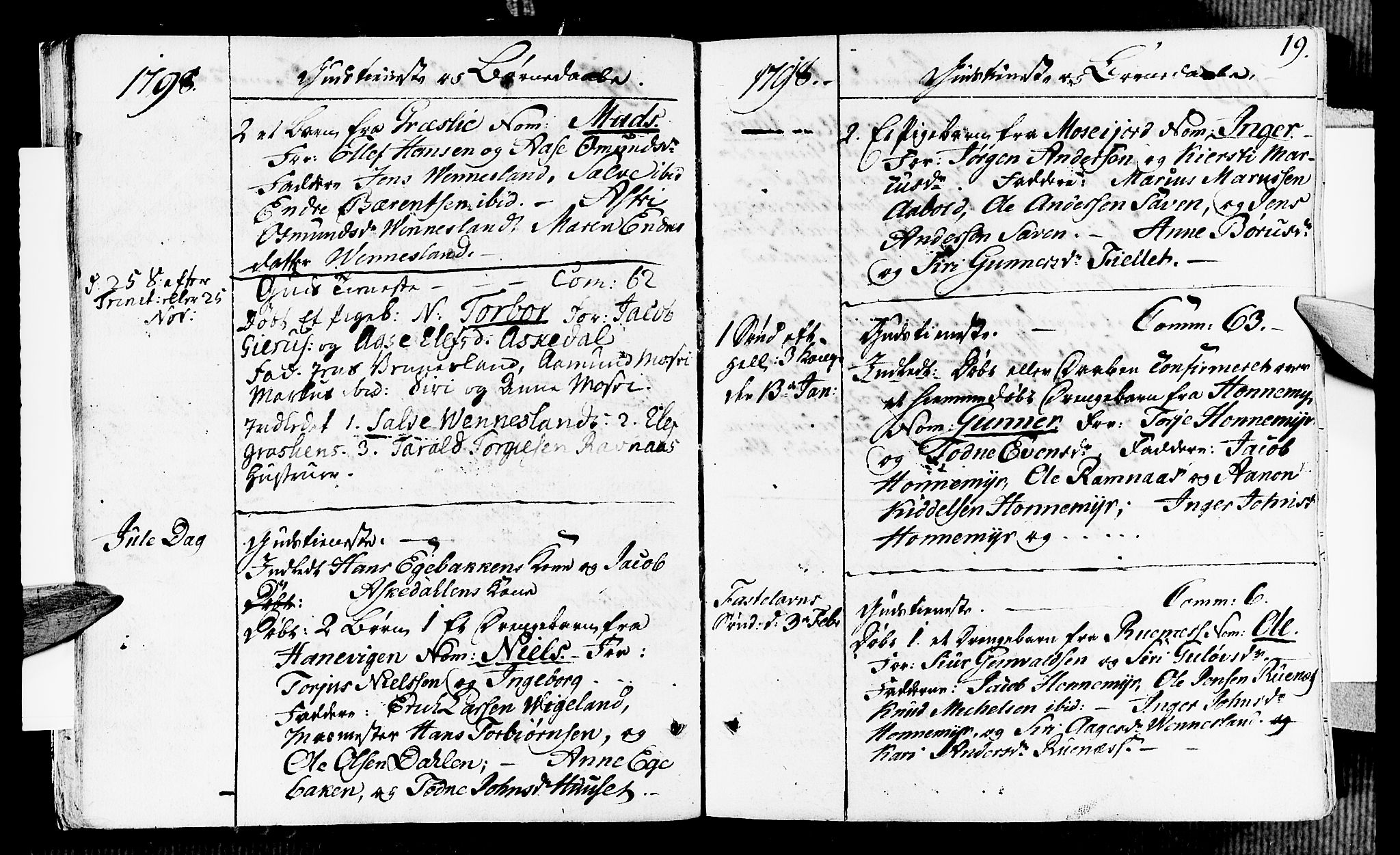 Vennesla sokneprestkontor, SAK/1111-0045/Fa/Fab/L0002: Ministerialbok nr. A 2, 1794-1834, s. 19