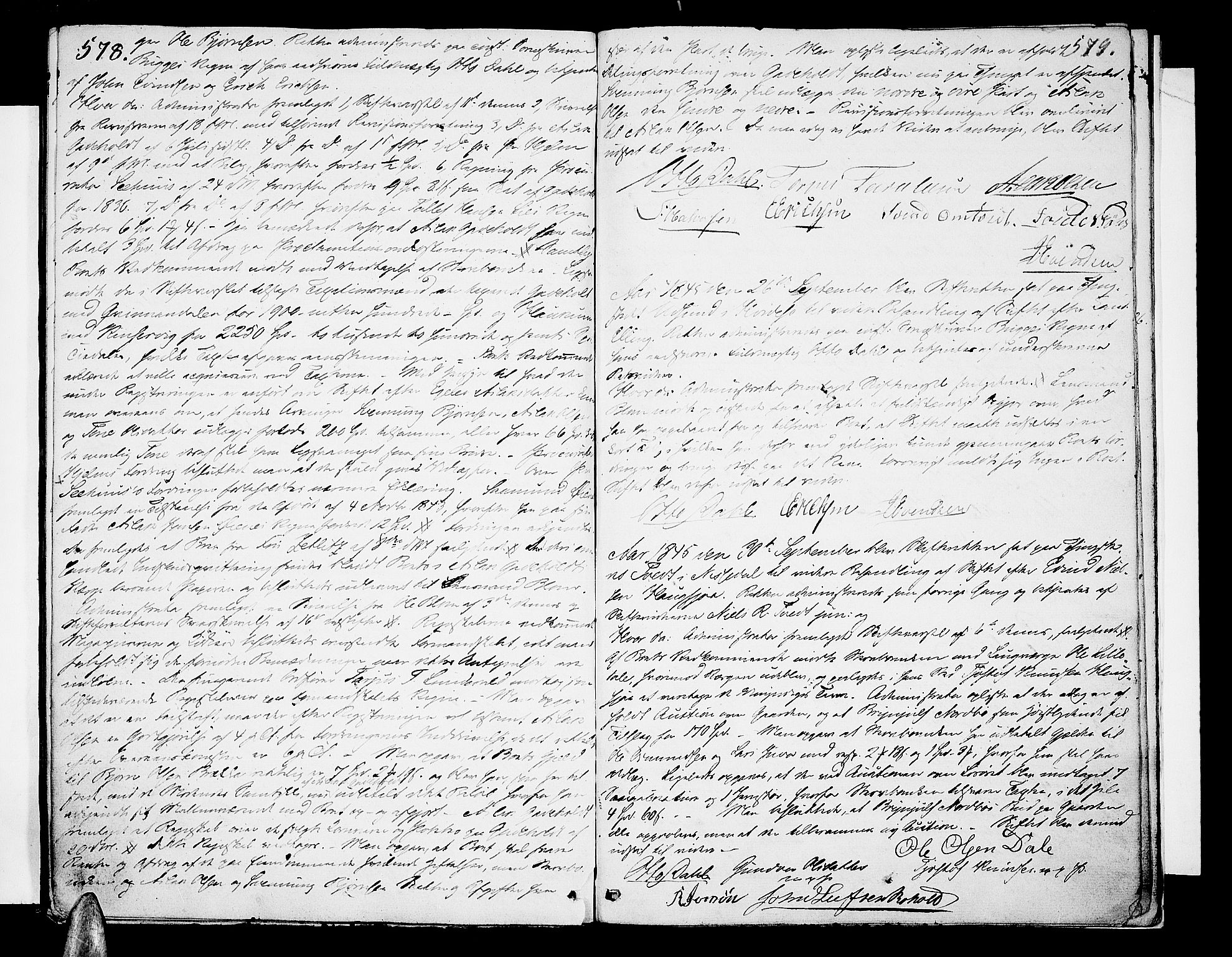 Vest-Telemark sorenskriveri, SAKO/A-134/H/Ha/Hab/L0001: Skifteforhandlingsprotokoll, 1838-1845, s. 578-579