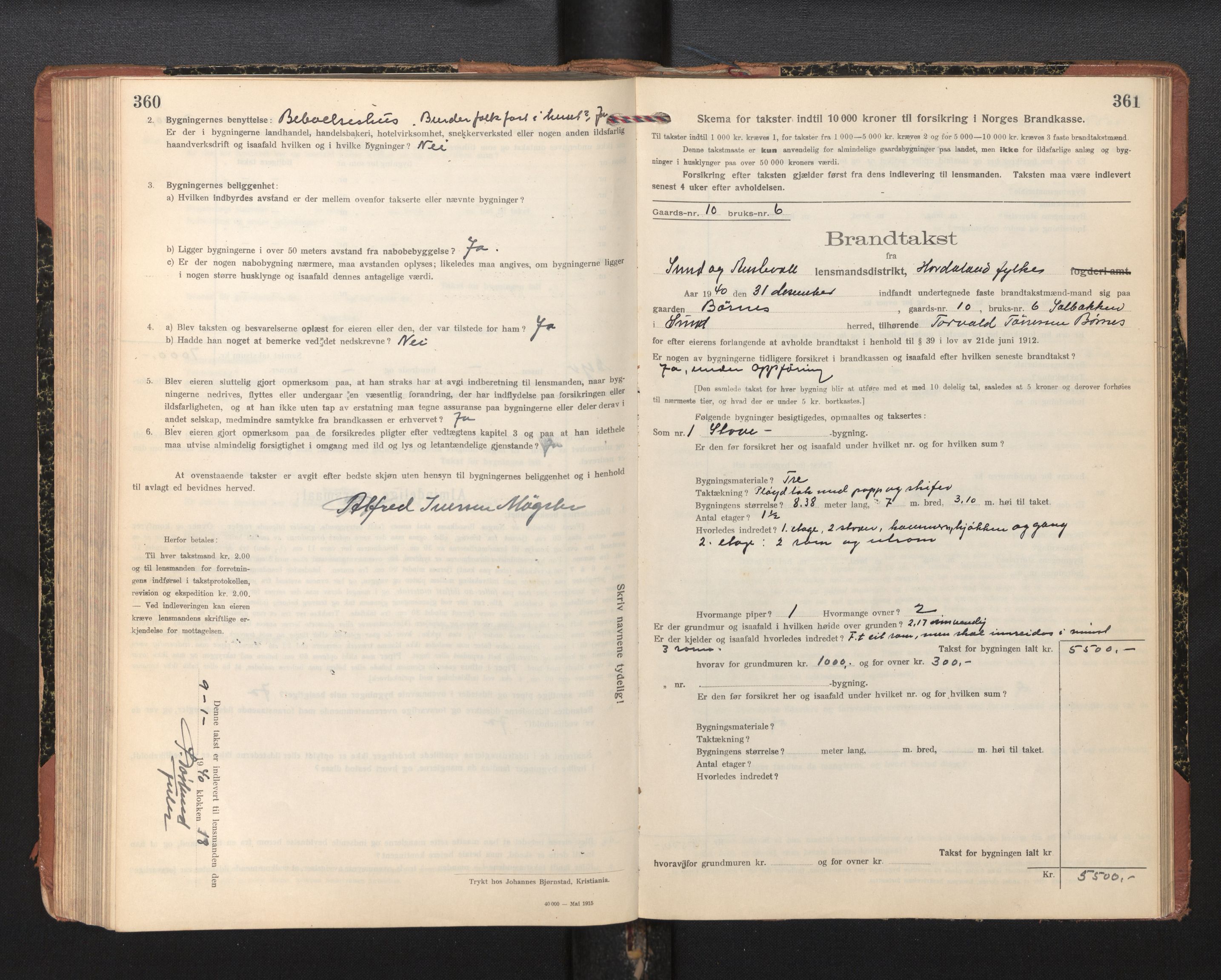 Lensmannen i Sund og Austevoll, SAB/A-35201/0012/L0004: Branntakstprotokoll, skjematakst, 1917-1949, s. 360-361