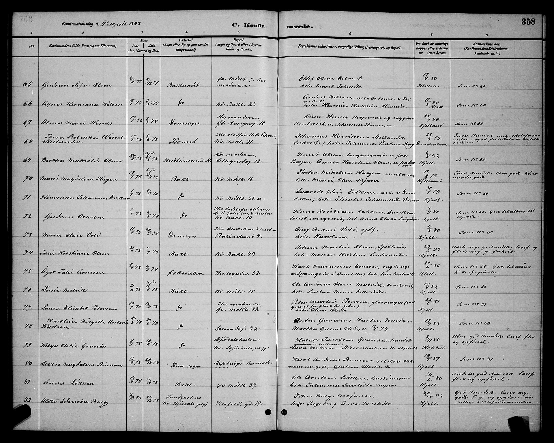 Ministerialprotokoller, klokkerbøker og fødselsregistre - Sør-Trøndelag, AV/SAT-A-1456/604/L0222: Klokkerbok nr. 604C05, 1886-1895, s. 358