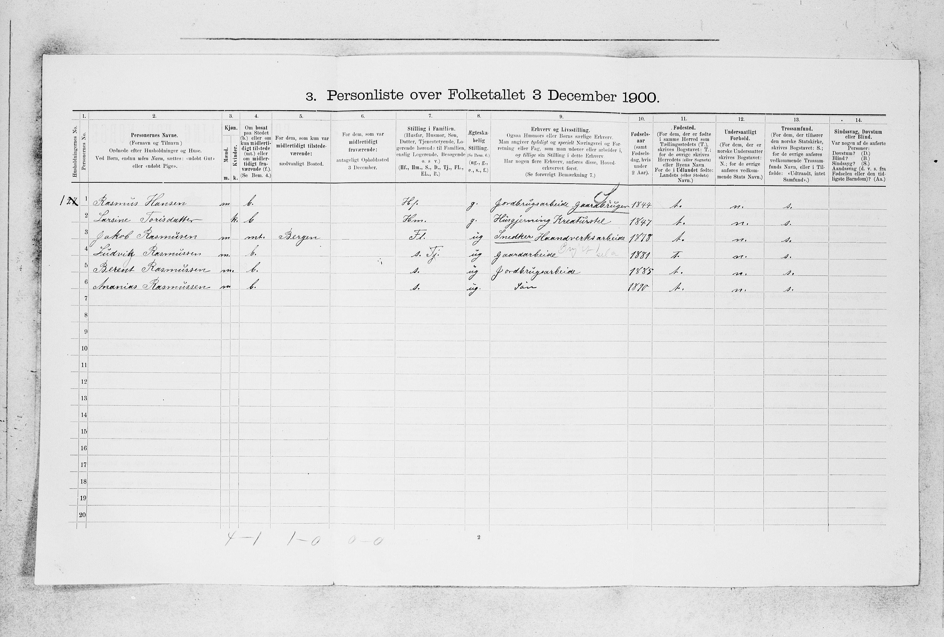 SAB, Folketelling 1900 for 1257 Alversund herred, 1900, s. 235