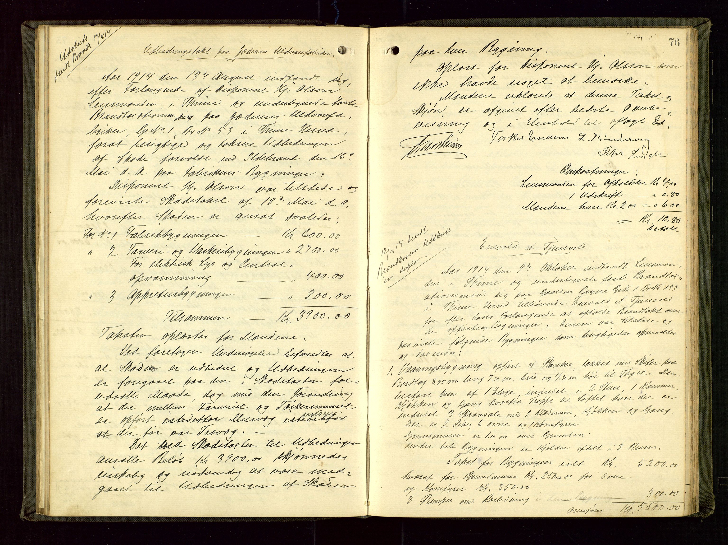 Time lensmannskontor, AV/SAST-A-100420/Goa/L0002: "Brandtakstprotokol", 1904-1920, s. 75b-76a