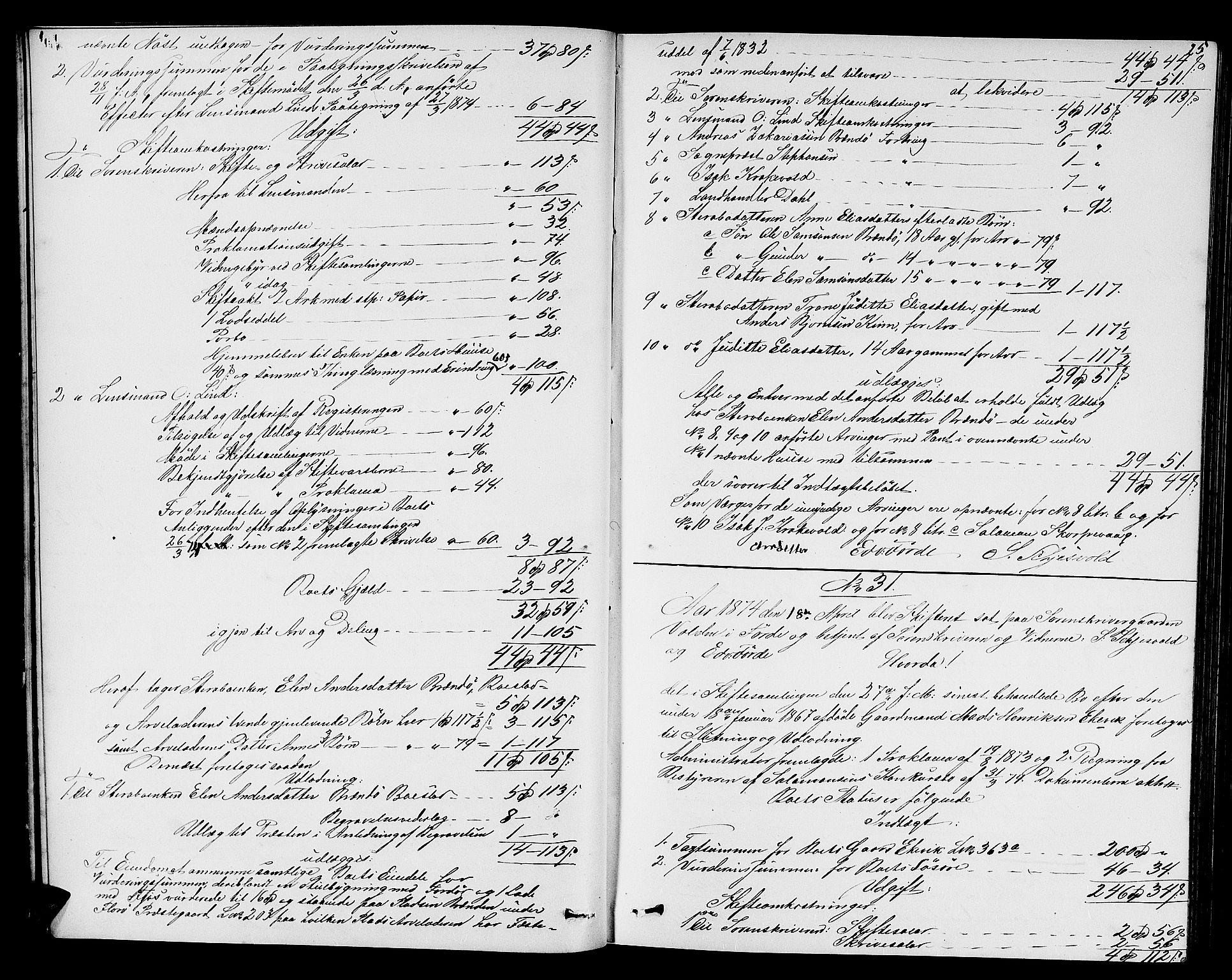 Sunnfjord tingrett, AV/SAB-A-3201/1/H/Hd/L0005: Skifteutlodningsprotokoll, 1874-1881, s. 24b-25a