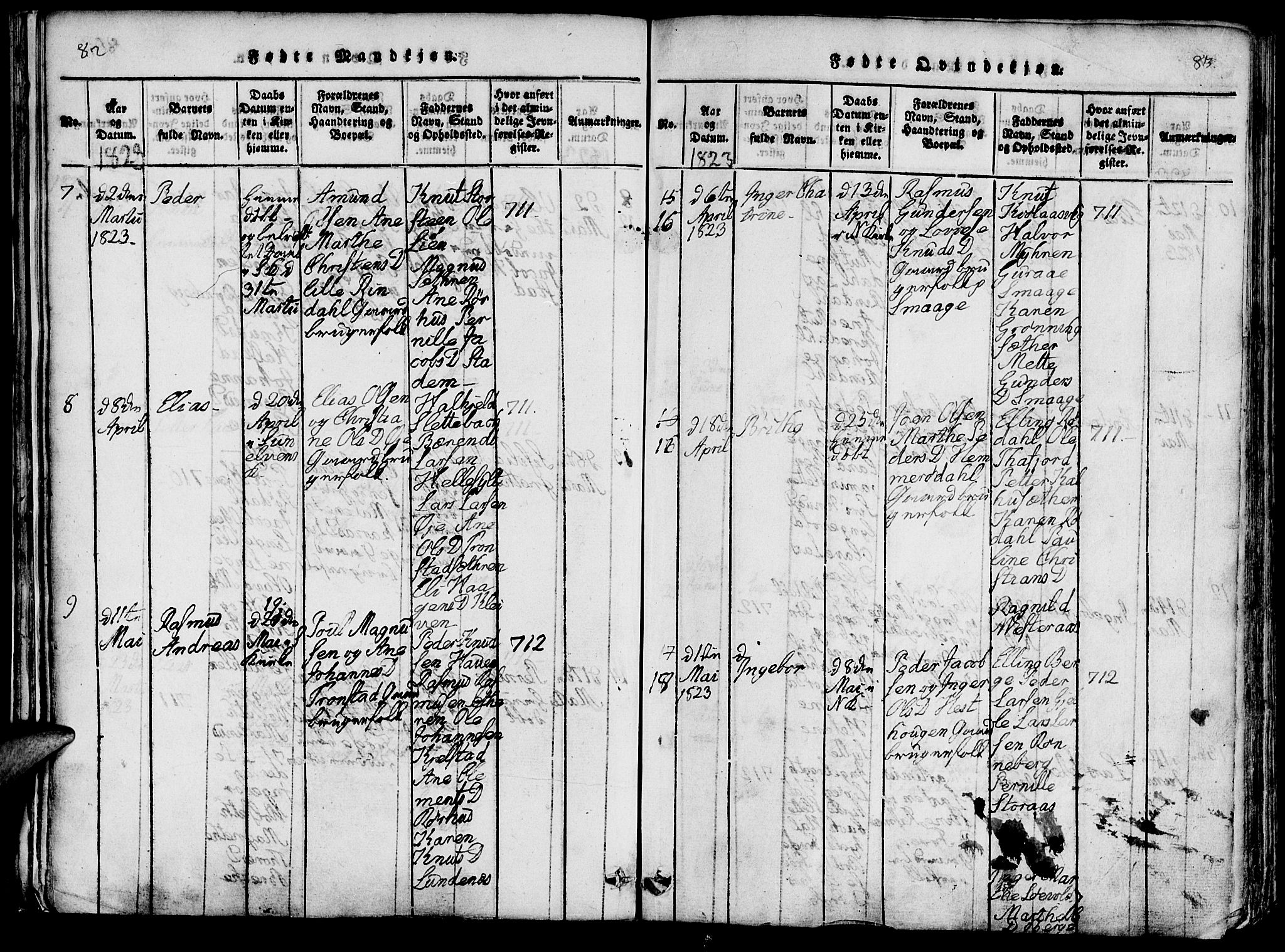Ministerialprotokoller, klokkerbøker og fødselsregistre - Møre og Romsdal, AV/SAT-A-1454/519/L0260: Klokkerbok nr. 519C01, 1817-1829, s. 82-83