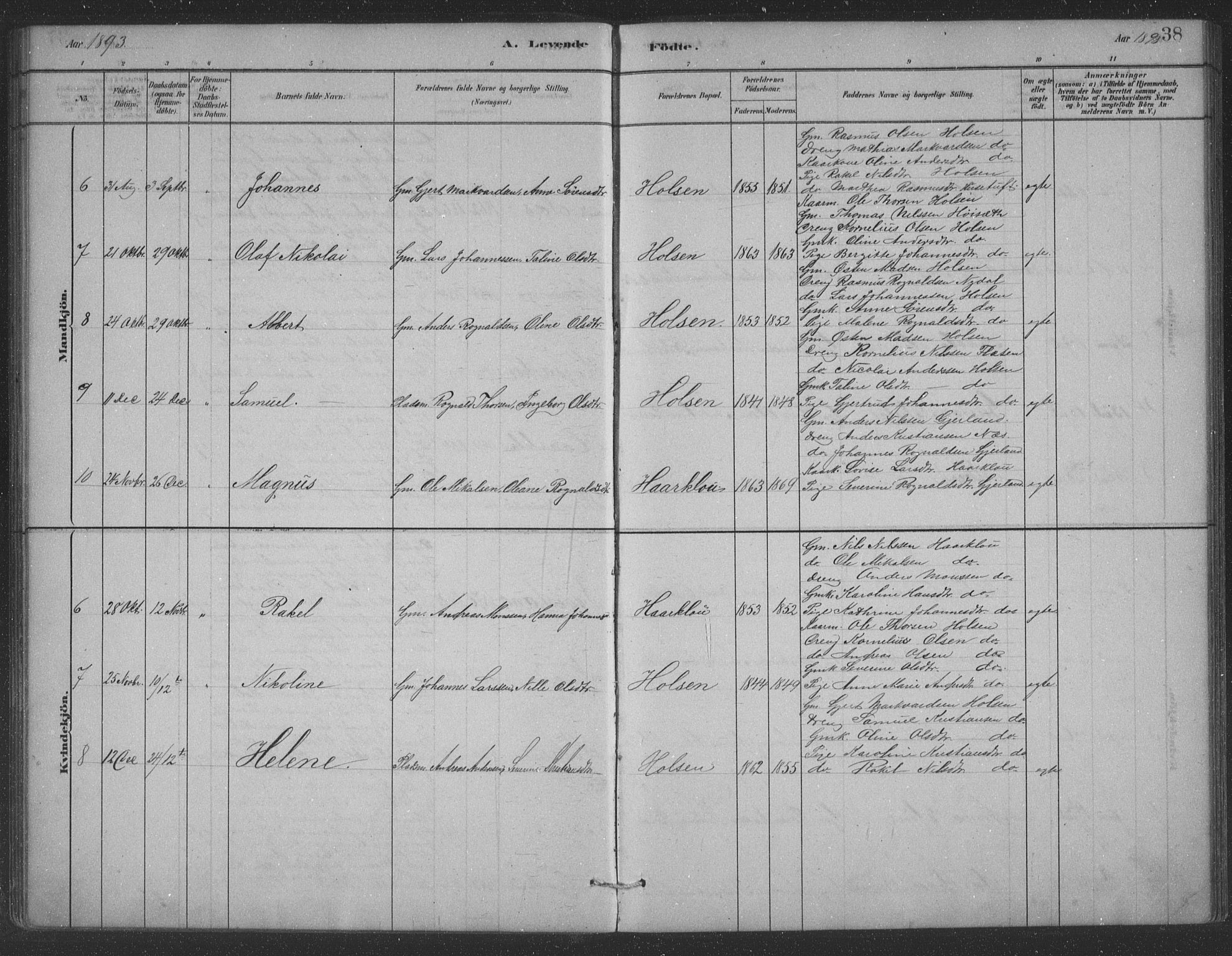 Førde sokneprestembete, AV/SAB-A-79901/H/Hab/Habc/L0002: Klokkerbok nr. C 2, 1881-1911, s. 38