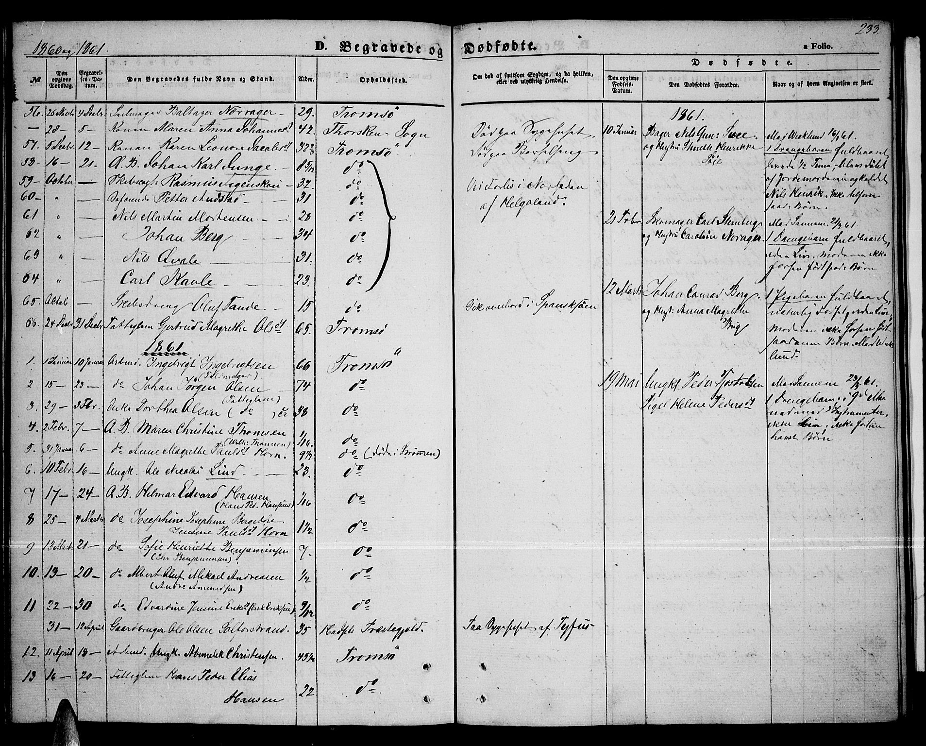 Tromsø sokneprestkontor/stiftsprosti/domprosti, SATØ/S-1343/G/Gb/L0006klokker: Klokkerbok nr. 6, 1857-1866, s. 233