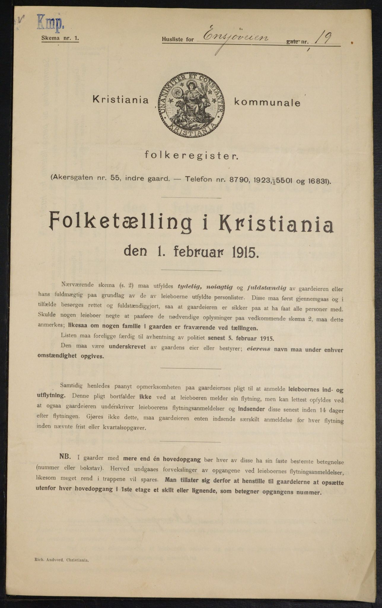 OBA, Kommunal folketelling 1.2.1915 for Kristiania, 1915, s. 21538