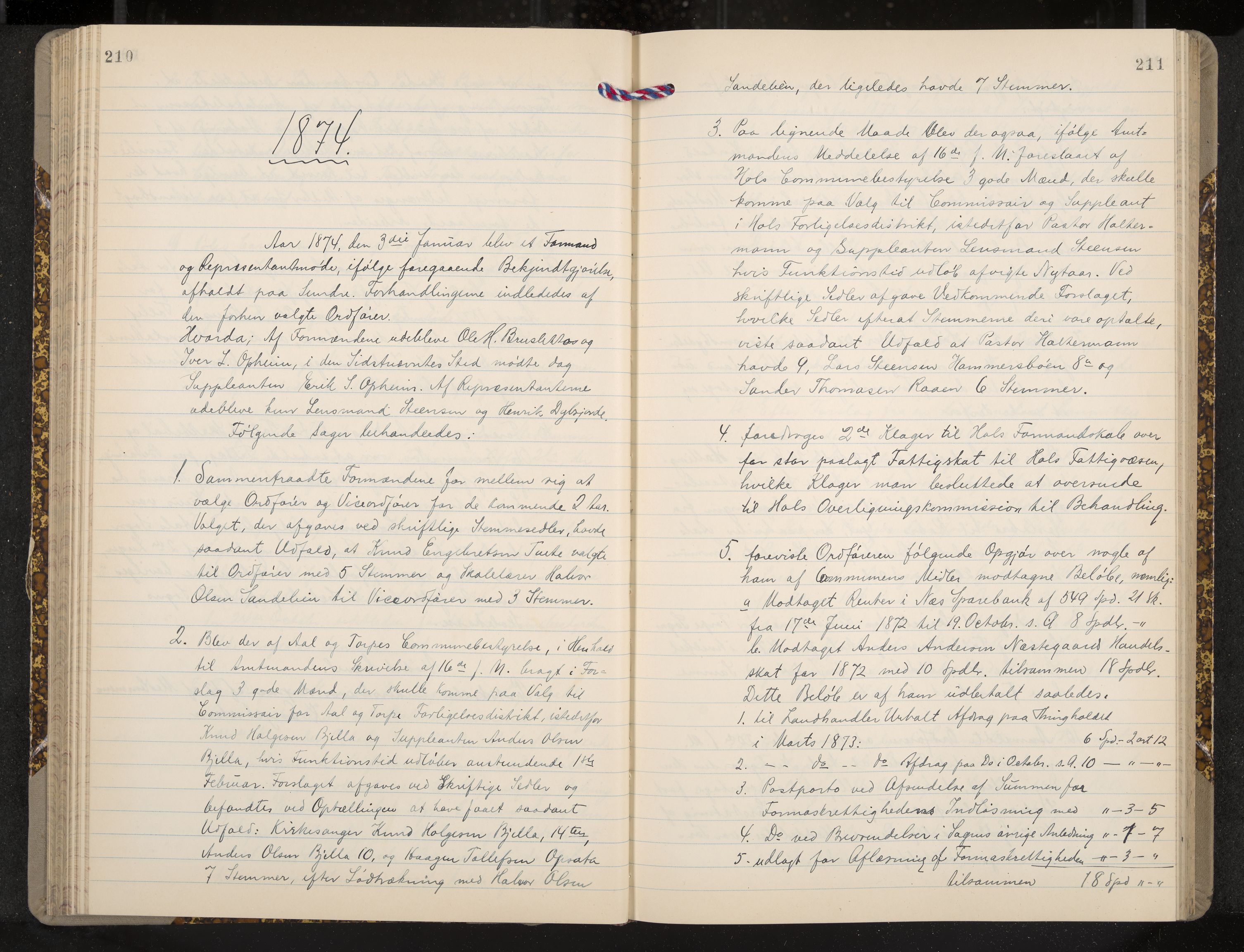 Ål formannskap og sentraladministrasjon, IKAK/0619021/A/Aa/L0003: Utskrift av møtebok, 1864-1880, s. 210-211