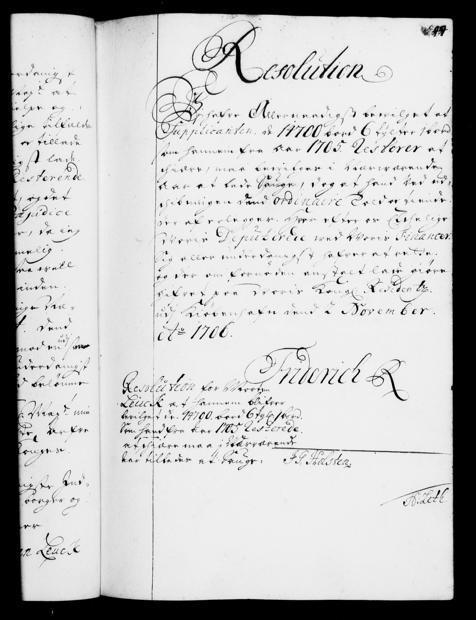 Rentekammeret, Kammerkanselliet, RA/EA-3111/G/Gf/Gfa/L0001: Resolusjonsprotokoll med register (merket RK 52.1), 1695-1706, s. 444