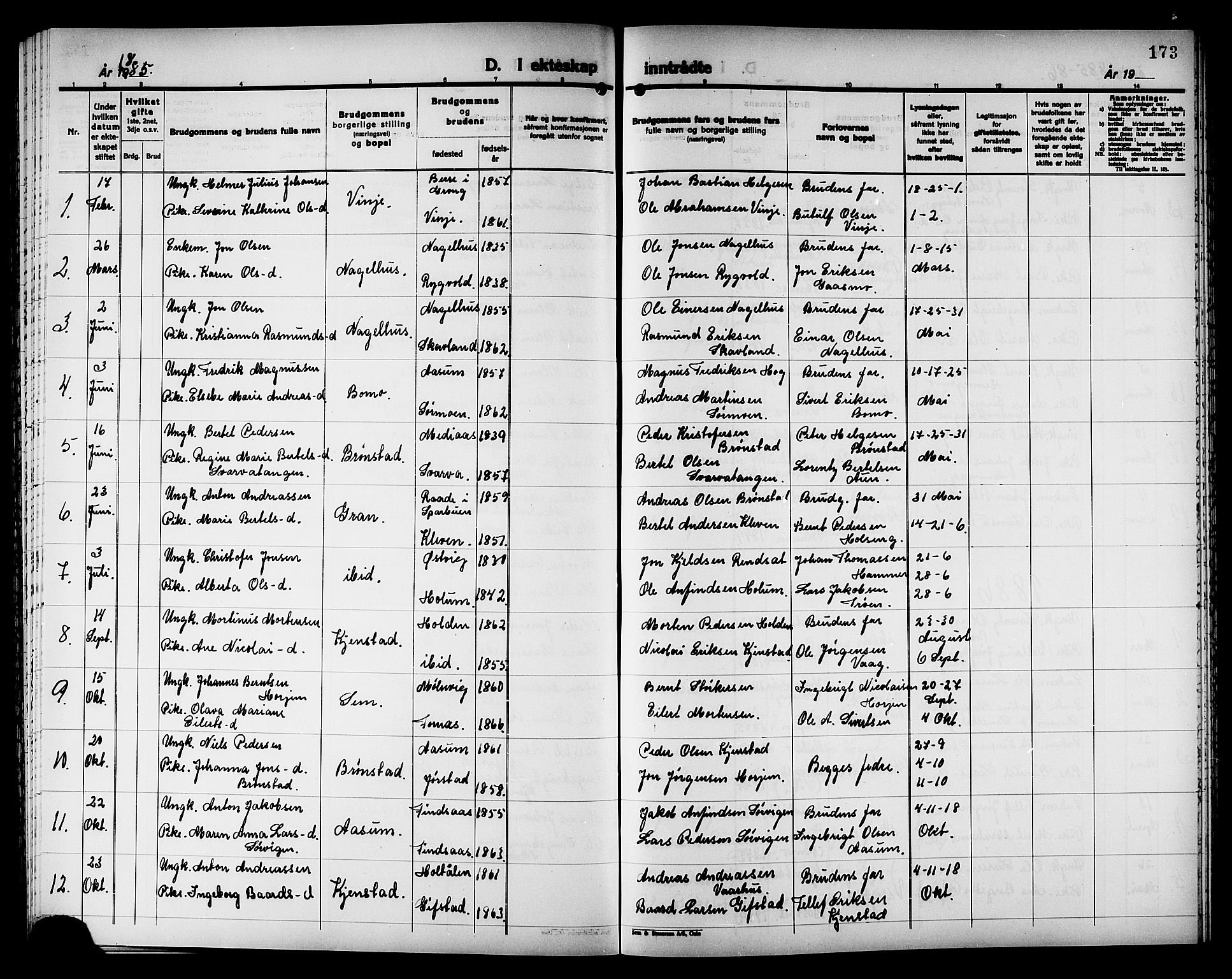 Ministerialprotokoller, klokkerbøker og fødselsregistre - Nord-Trøndelag, SAT/A-1458/749/L0486: Ministerialbok nr. 749D02, 1873-1887, s. 173