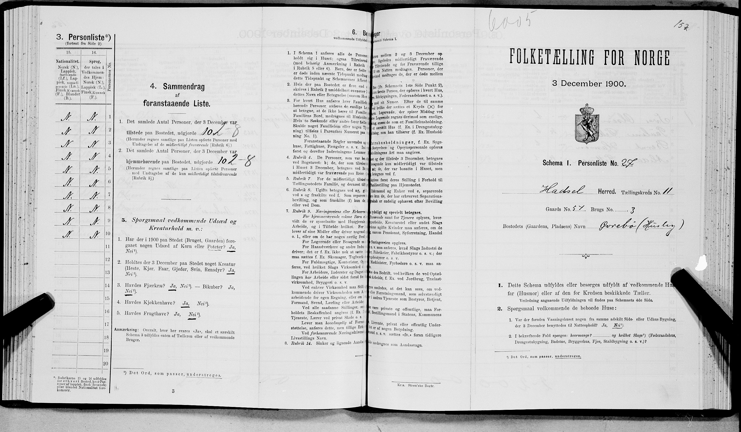 SAT, Folketelling 1900 for 1866 Hadsel herred, 1900, s. 967