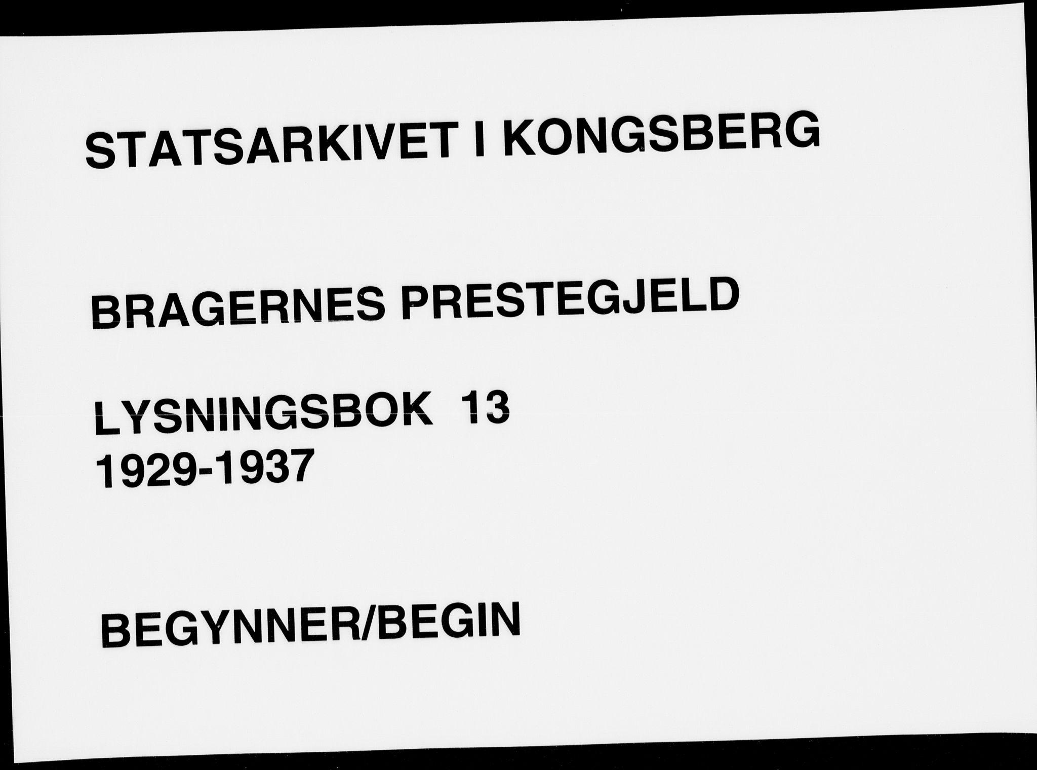 Bragernes kirkebøker, AV/SAKO-A-6/H/Ha/L0013: Lysningsprotokoll nr. 13, 1929-1937