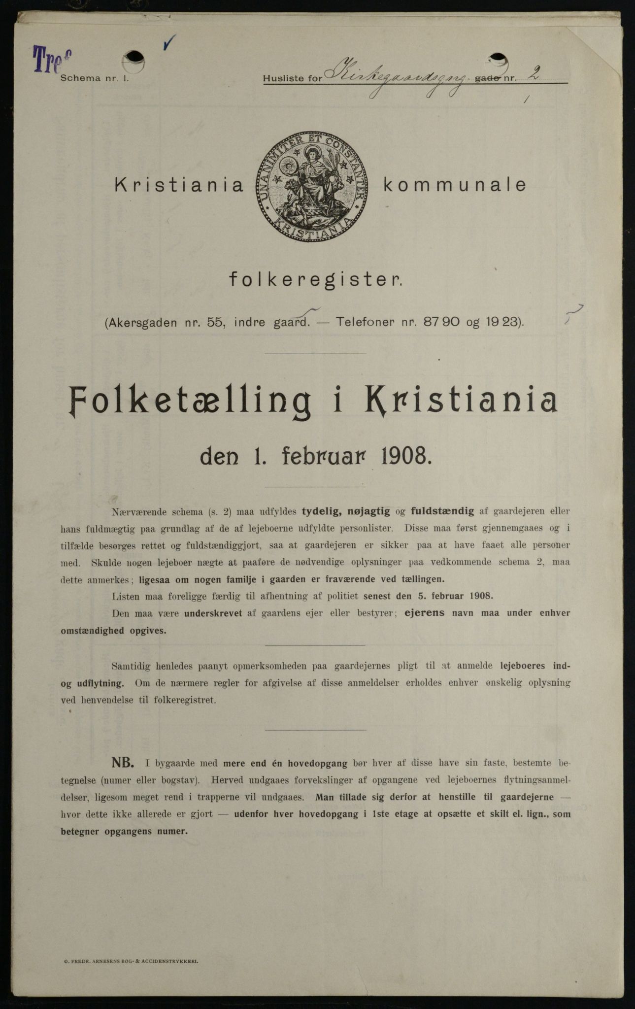 OBA, Kommunal folketelling 1.2.1908 for Kristiania kjøpstad, 1908, s. 44784