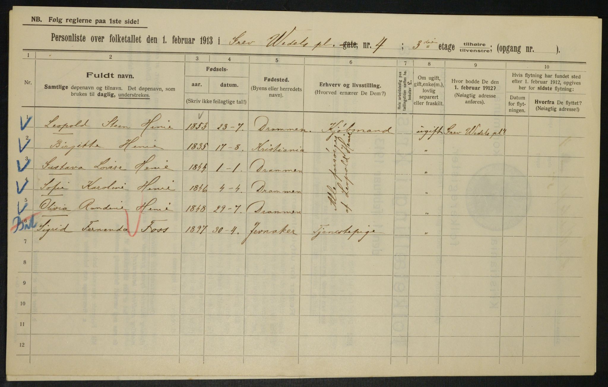 OBA, Kommunal folketelling 1.2.1913 for Kristiania, 1913, s. 29978