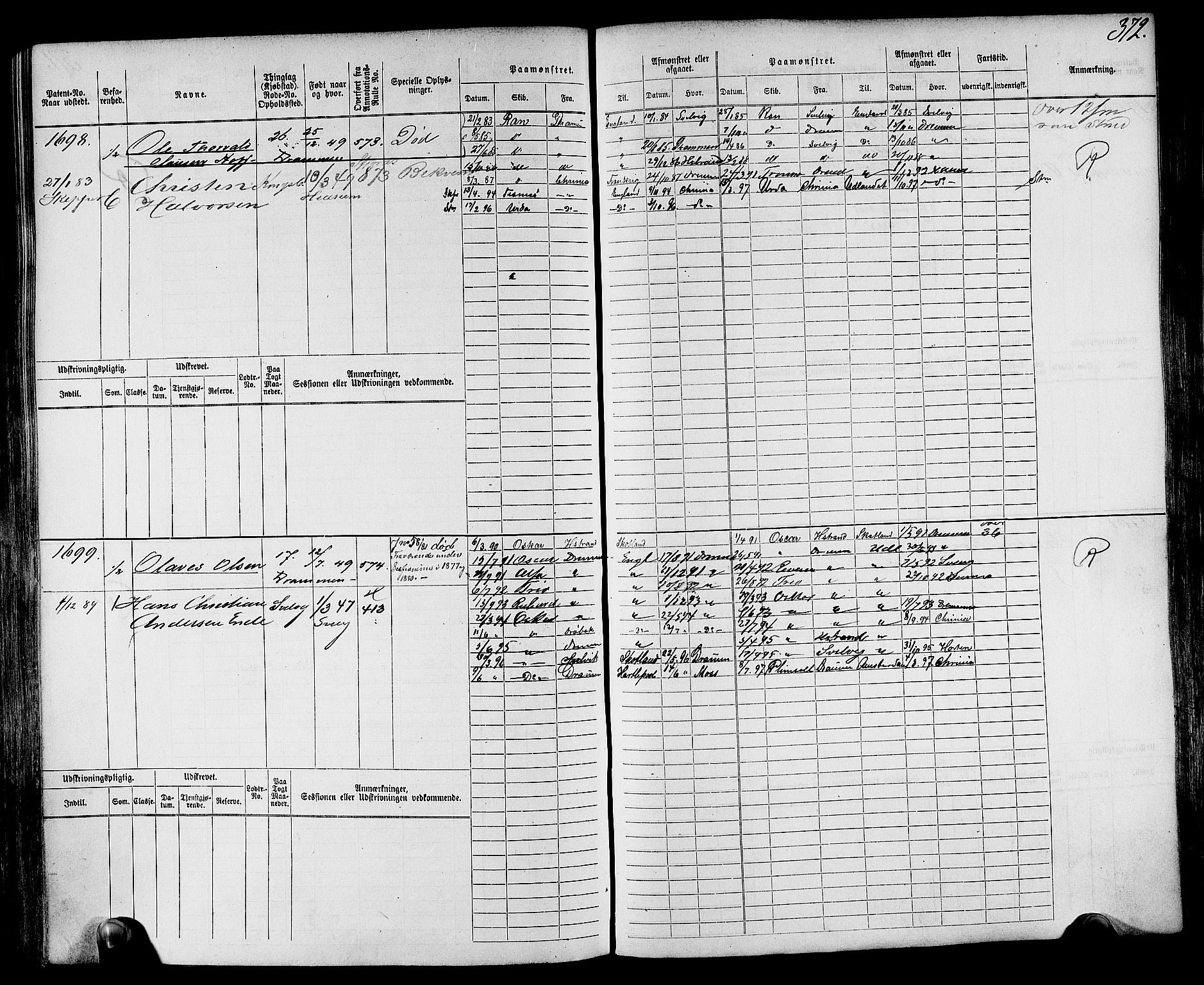 Drammen innrulleringsdistrikt, AV/SAKO-A-781/F/Fc/L0002: Hovedrulle, 1869, s. 379