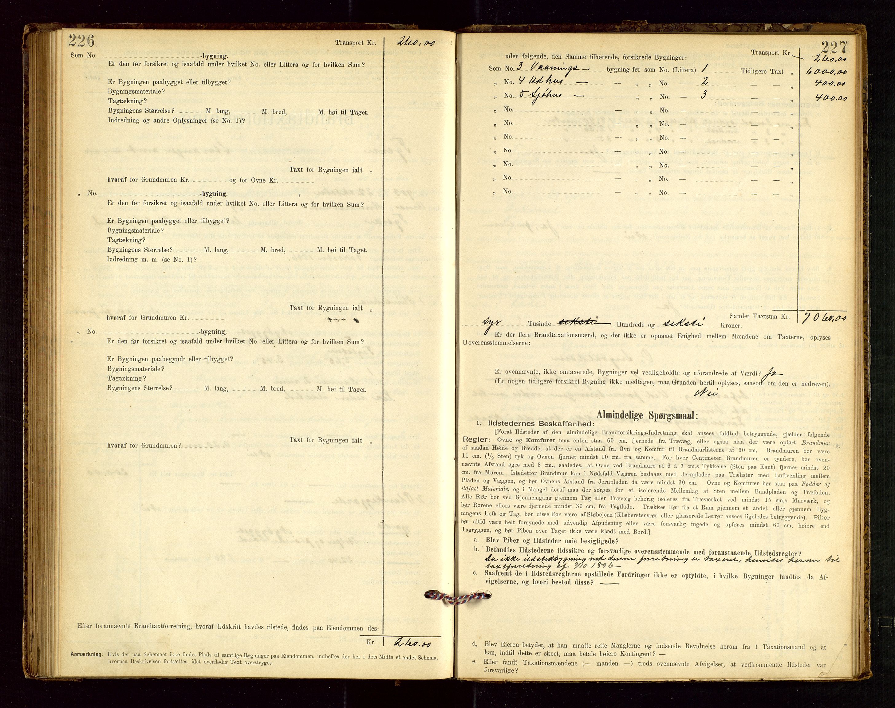 Tysvær lensmannskontor, AV/SAST-A-100192/Gob/L0001: "Brandtaxationsprotokol for Tysvær Lensmandsdistrikt Ryfylke Fogderi", 1894-1916, s. 226-227