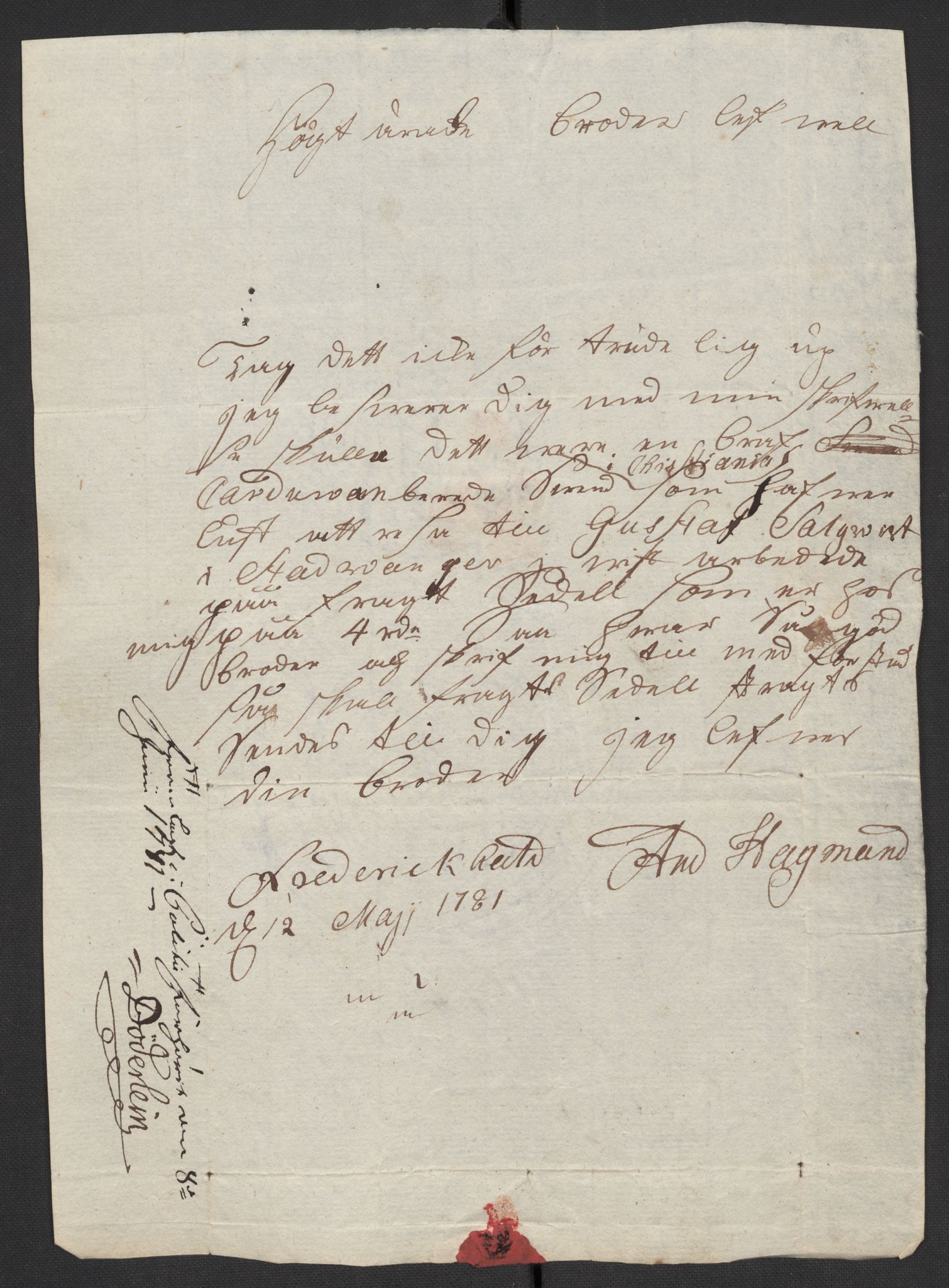 Oslo politidistrikt, AV/SAO-A-10085/D/Da/L0003: Innkomne brev, pro memoria m.v., 1781, s. 236