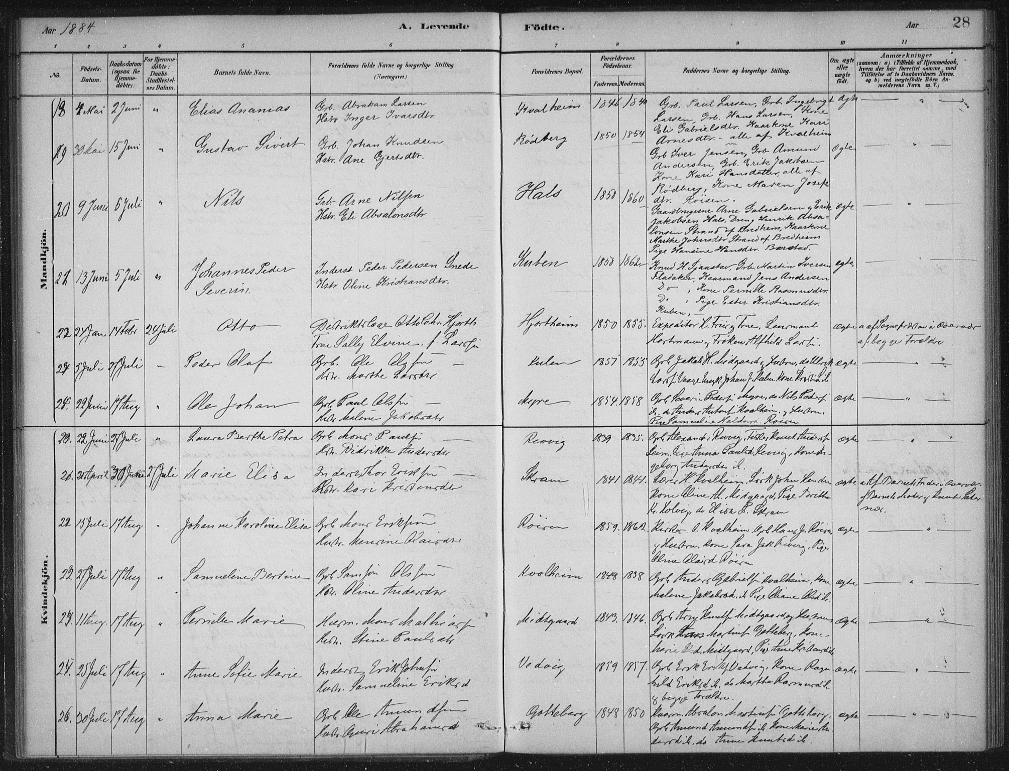 Selje sokneprestembete, AV/SAB-A-99938/H/Ha/Haa/Haac/L0001: Ministerialbok nr. C  1, 1881-1888, s. 28