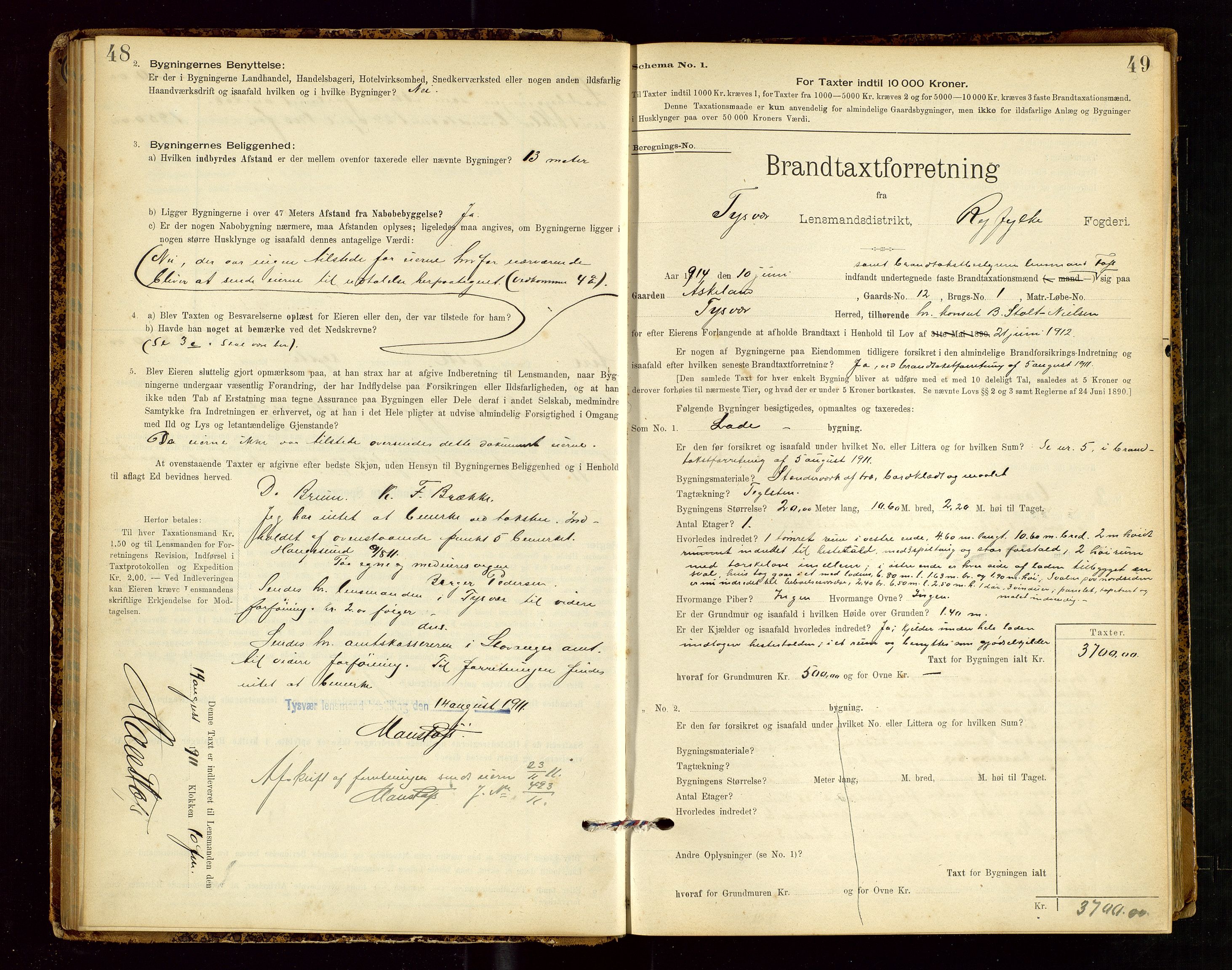 Tysvær lensmannskontor, AV/SAST-A-100192/Gob/L0002: "Brandtakstprotokol for Lensmanden i Tysvær", 1901-1932, s. 48-49
