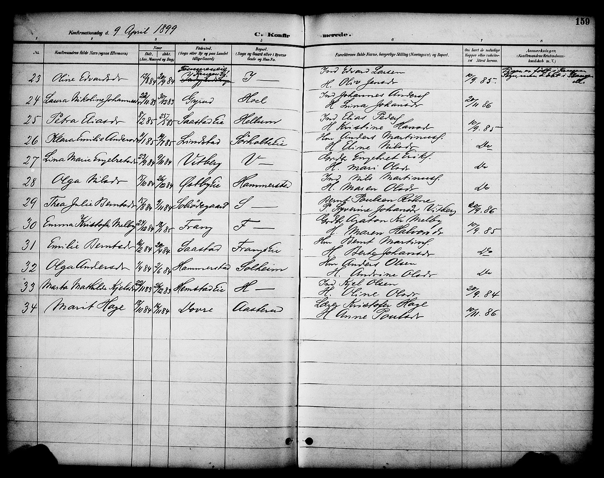Stange prestekontor, AV/SAH-PREST-002/K/L0020: Ministerialbok nr. 20, 1894-1905, s. 159