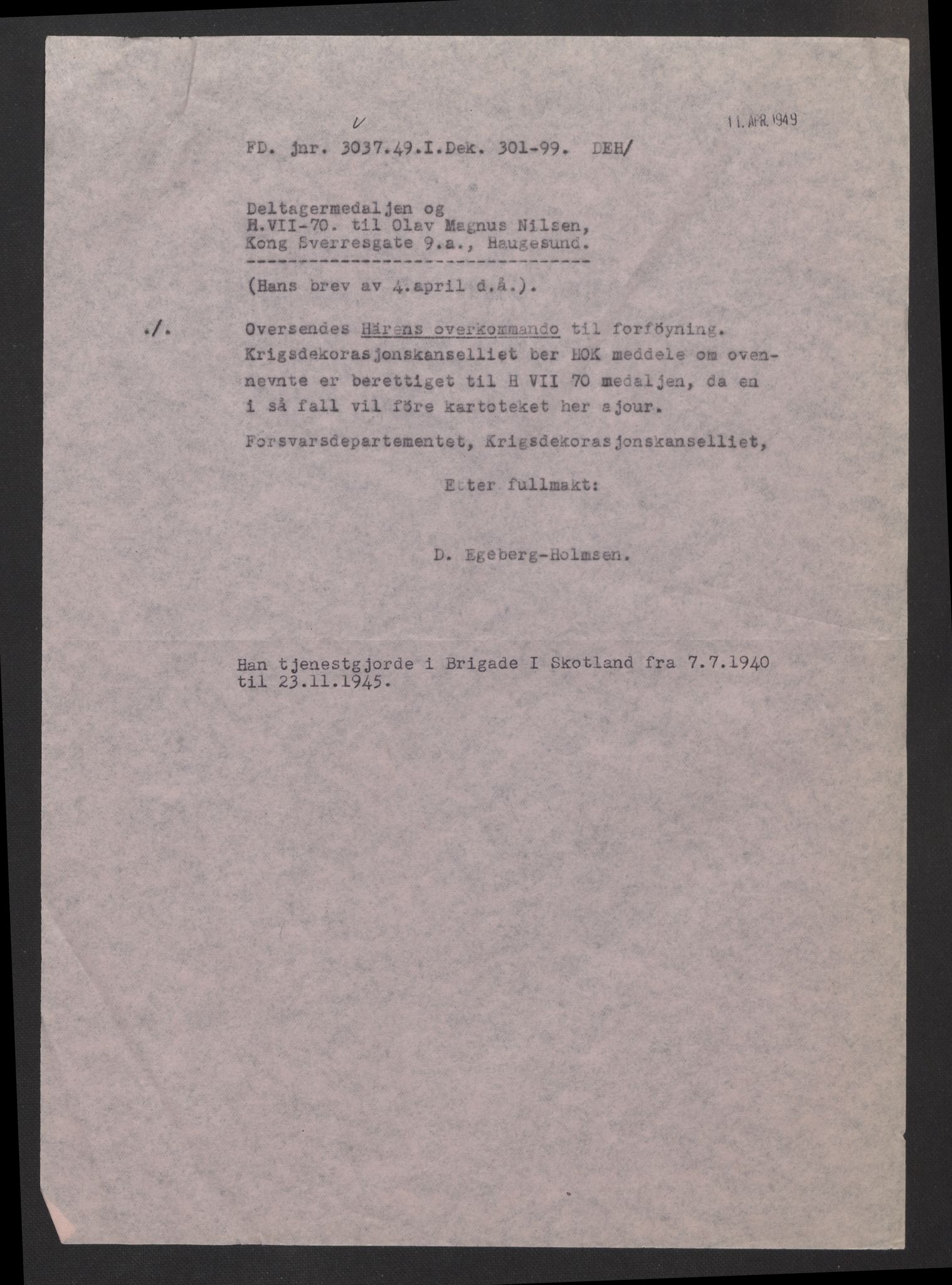 Forsvarsdepartementet, arkivet 1940-1945, RA/RAFA-2062, 1940-1945, s. 662