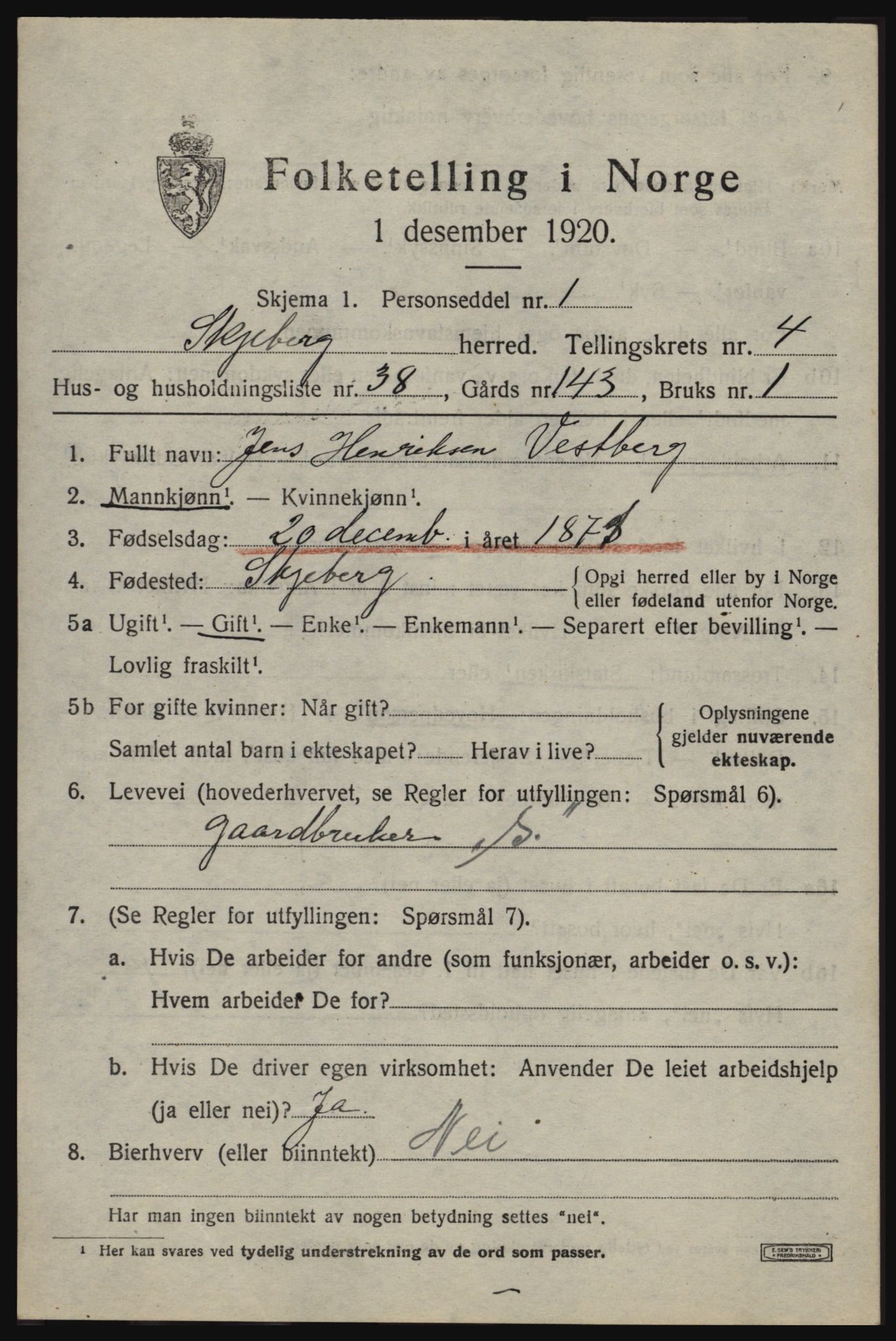 SAO, Folketelling 1920 for 0115 Skjeberg herred, 1920, s. 5423