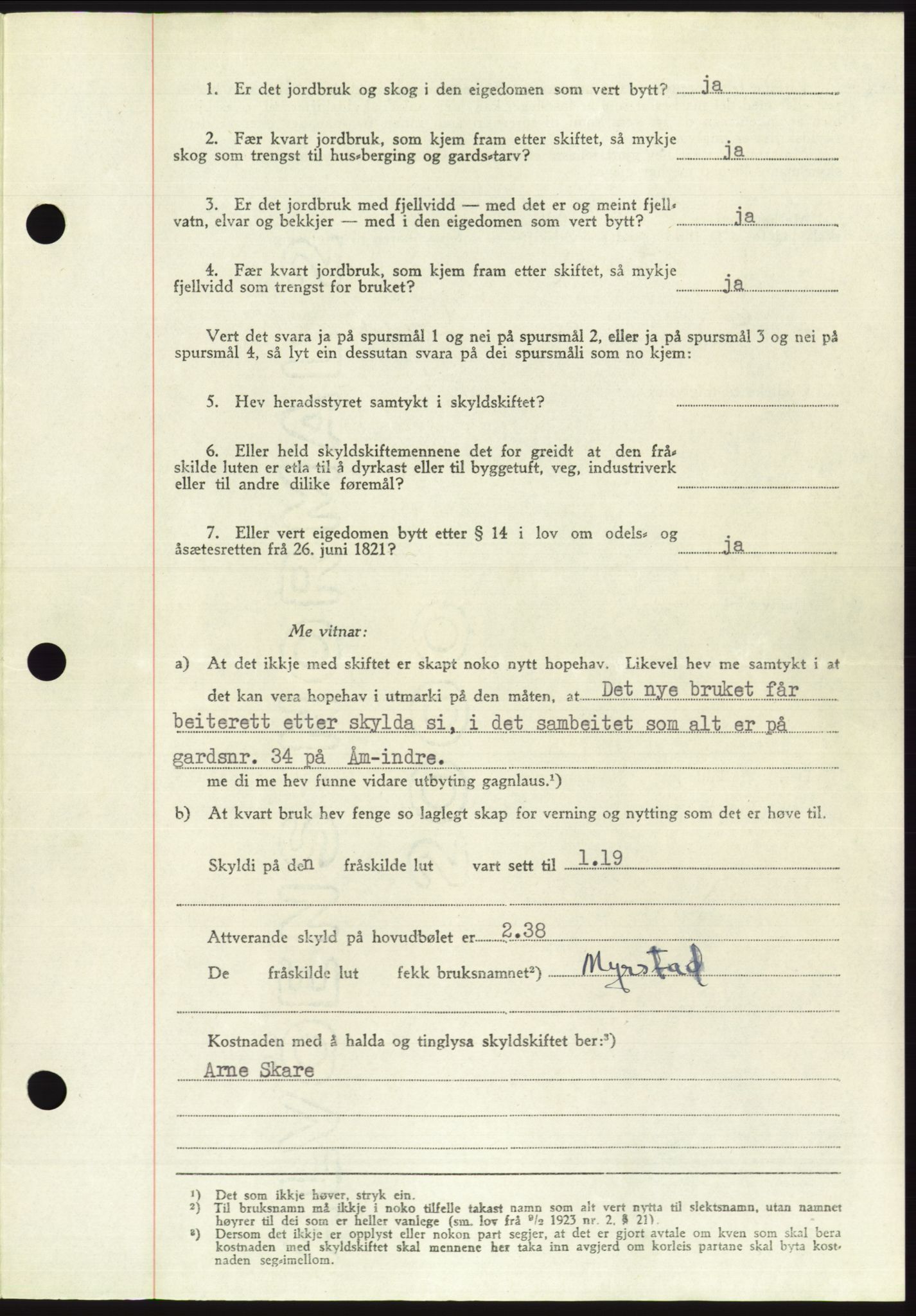 Søre Sunnmøre sorenskriveri, AV/SAT-A-4122/1/2/2C/L0085: Pantebok nr. 11A, 1949-1949, Dagboknr: 1647/1949