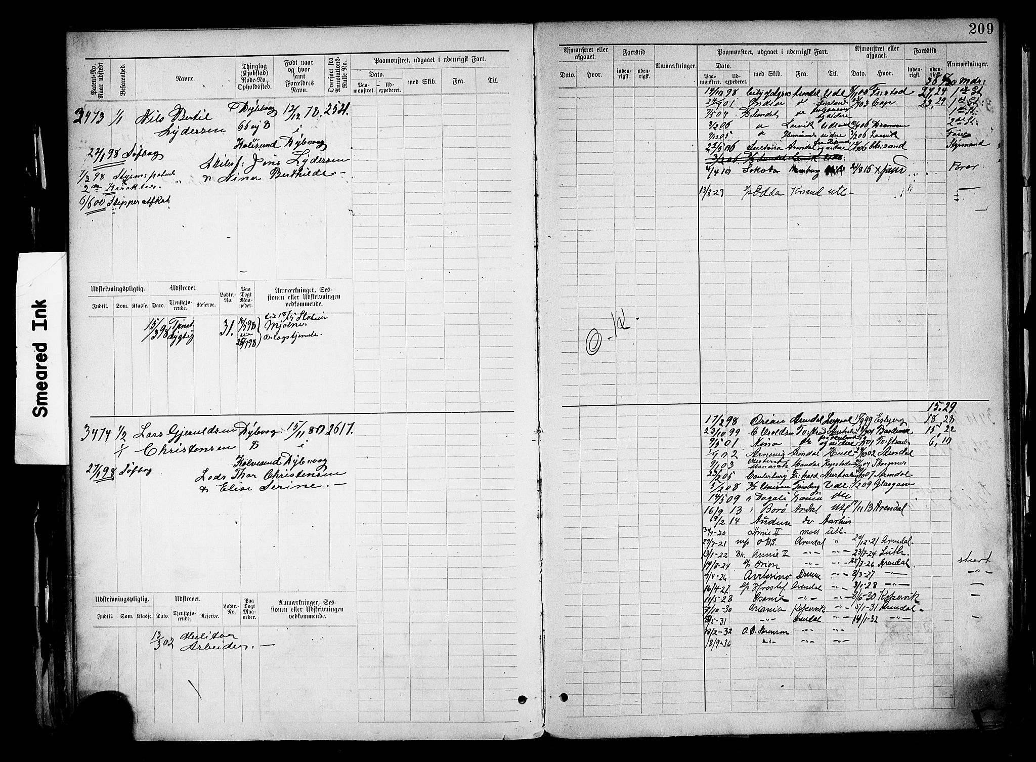 Tvedestrand mønstringskrets, AV/SAK-2031-0011/F/Fb/L0019: Hovedrulle nr 3057-3818, U-35, 1892-1906, s. 214