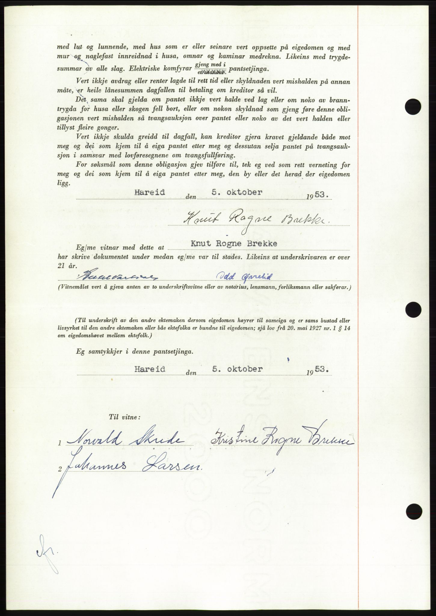 Søre Sunnmøre sorenskriveri, AV/SAT-A-4122/1/2/2C/L0124: Pantebok nr. 12B, 1953-1954, Dagboknr: 2520/1953