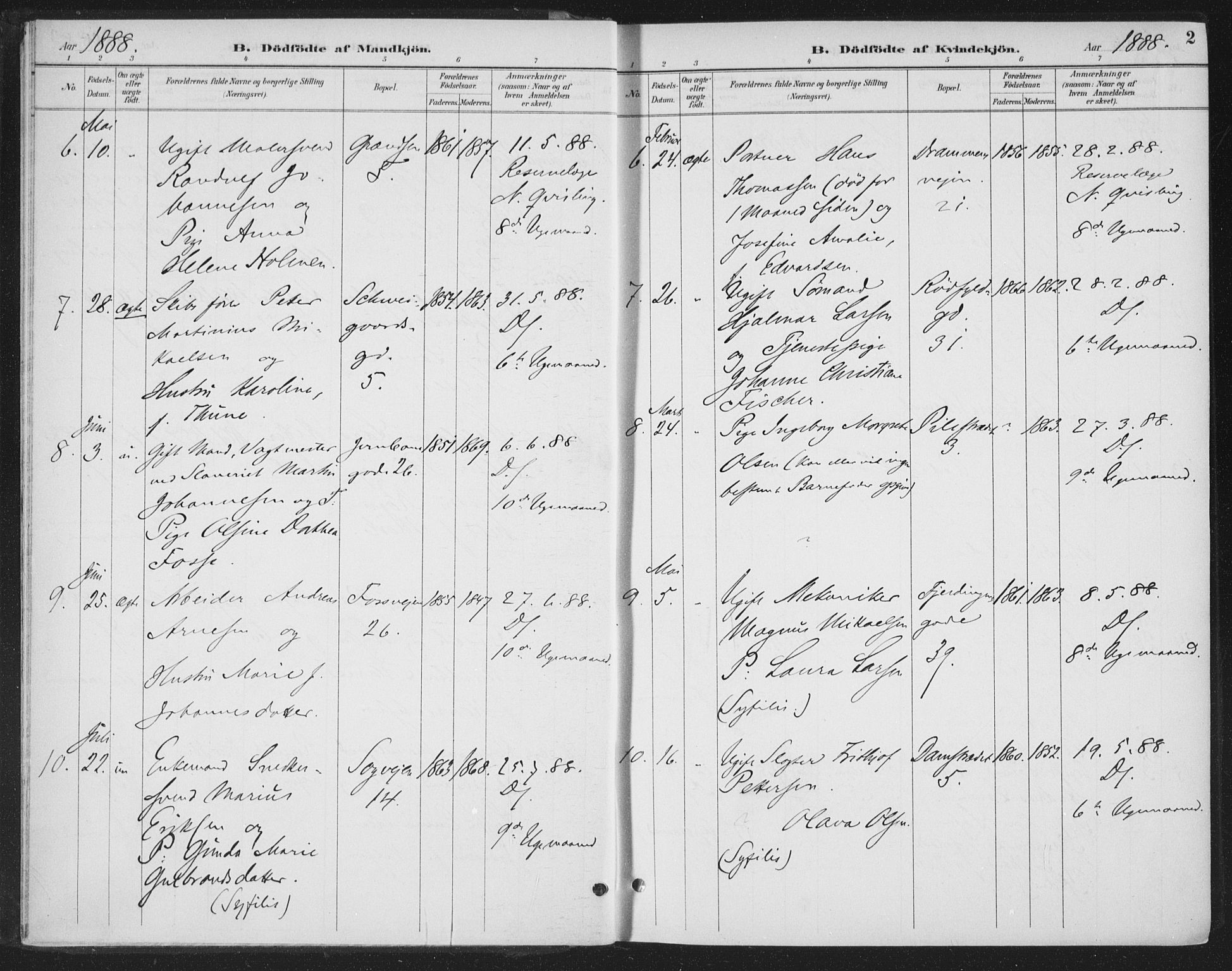 Rikshospitalet prestekontor Kirkebøker, AV/SAO-A-10309b/F/L0010: Ministerialbok nr. 10, 1888-1912, s. 2