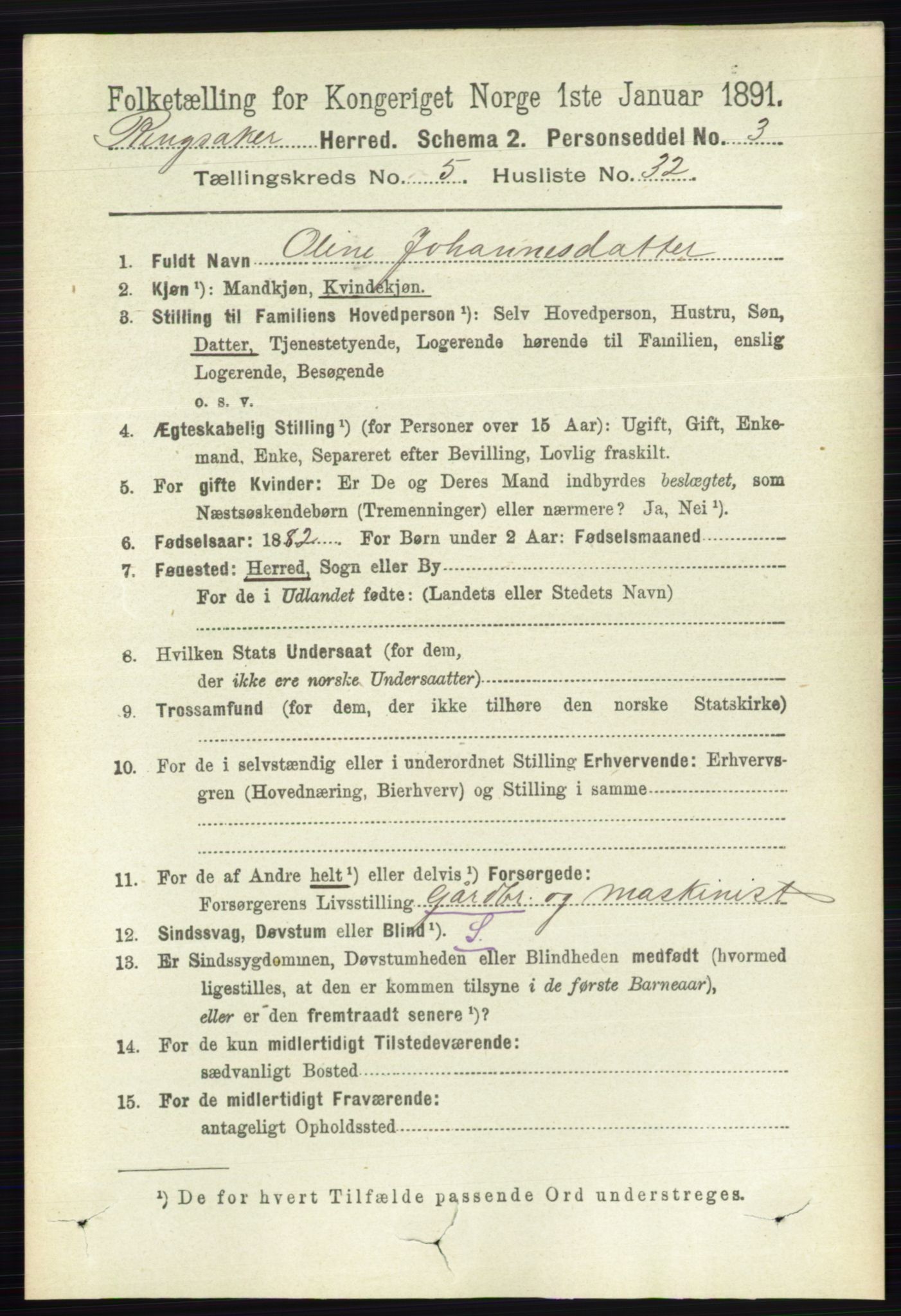 RA, Folketelling 1891 for 0412 Ringsaker herred, 1891, s. 2577