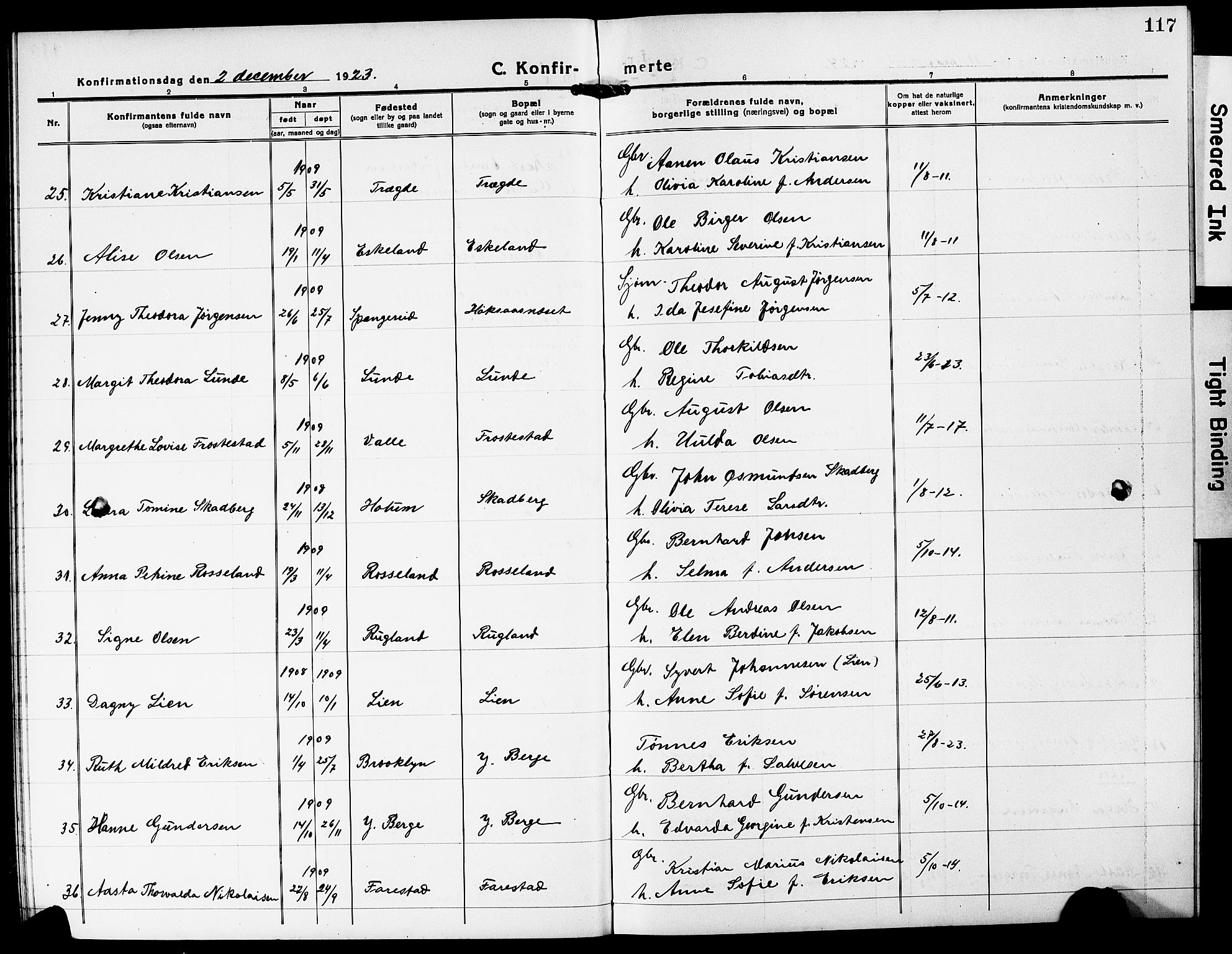 Mandal sokneprestkontor, AV/SAK-1111-0030/F/Fb/Fba/L0013: Klokkerbok nr. B 7, 1918-1931, s. 117