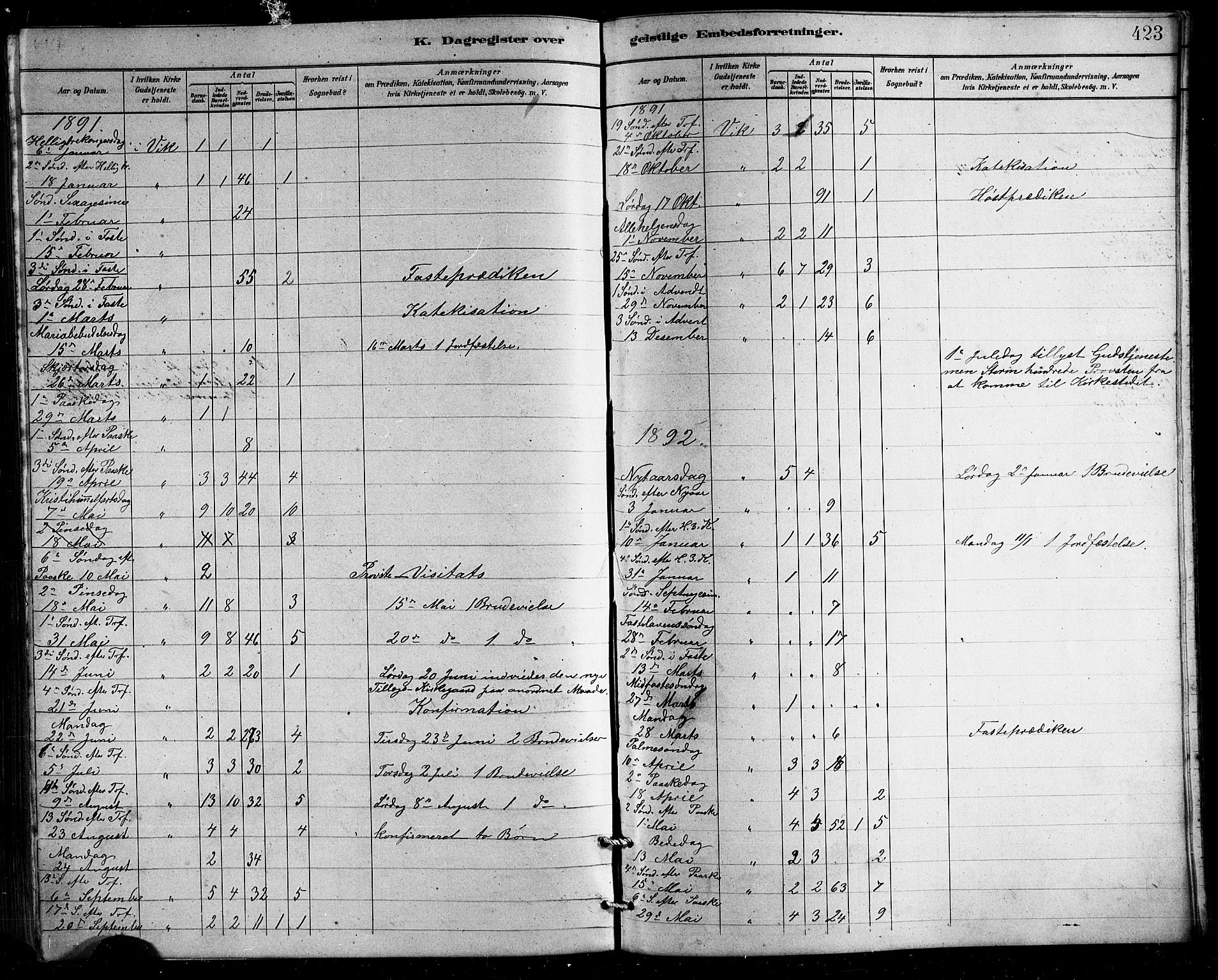 Ministerialprotokoller, klokkerbøker og fødselsregistre - Nordland, AV/SAT-A-1459/812/L0188: Klokkerbok nr. 812C06, 1884-1912, s. 423