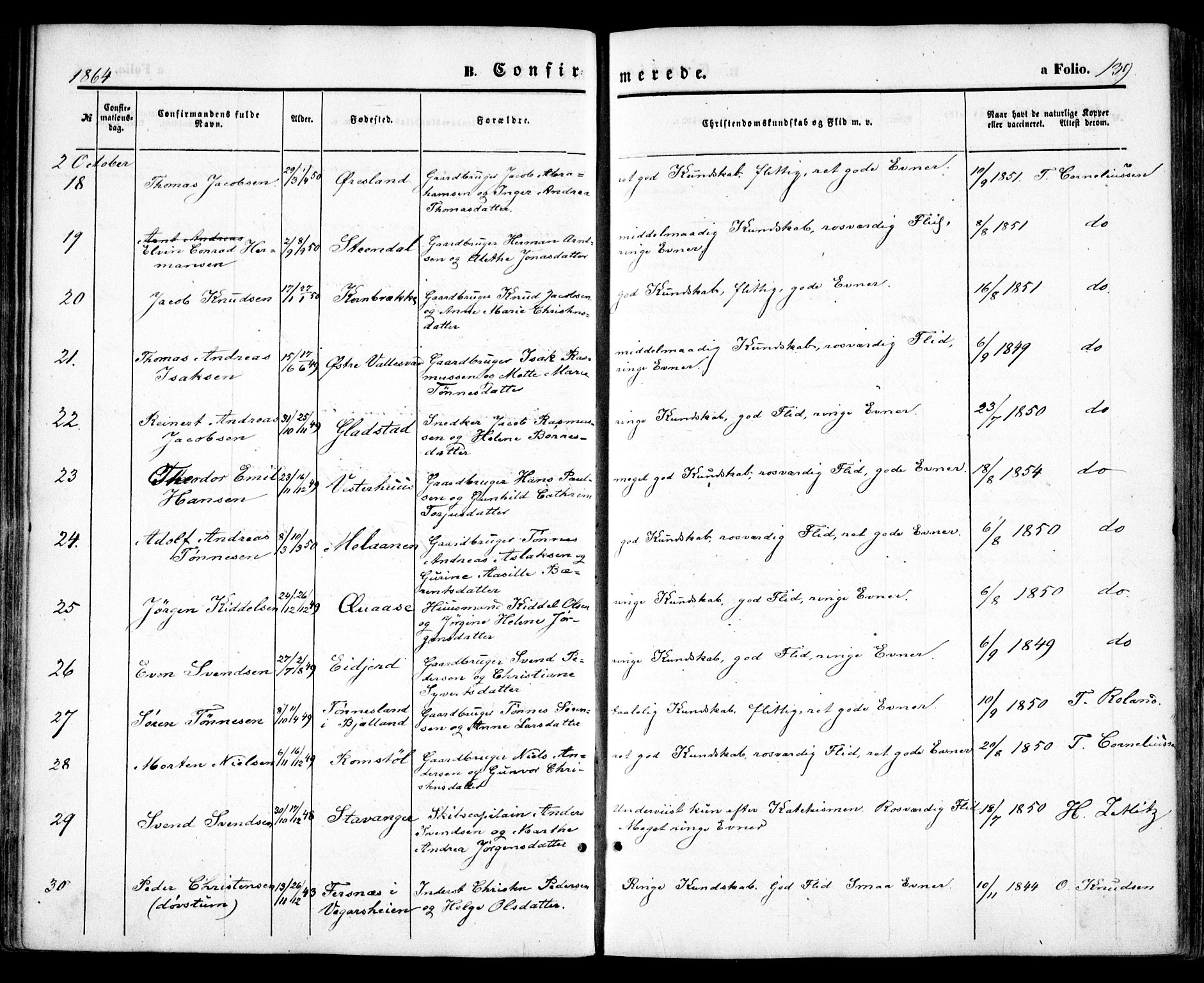 Høvåg sokneprestkontor, SAK/1111-0025/F/Fa/L0004: Ministerialbok nr. A 4, 1859-1877, s. 139