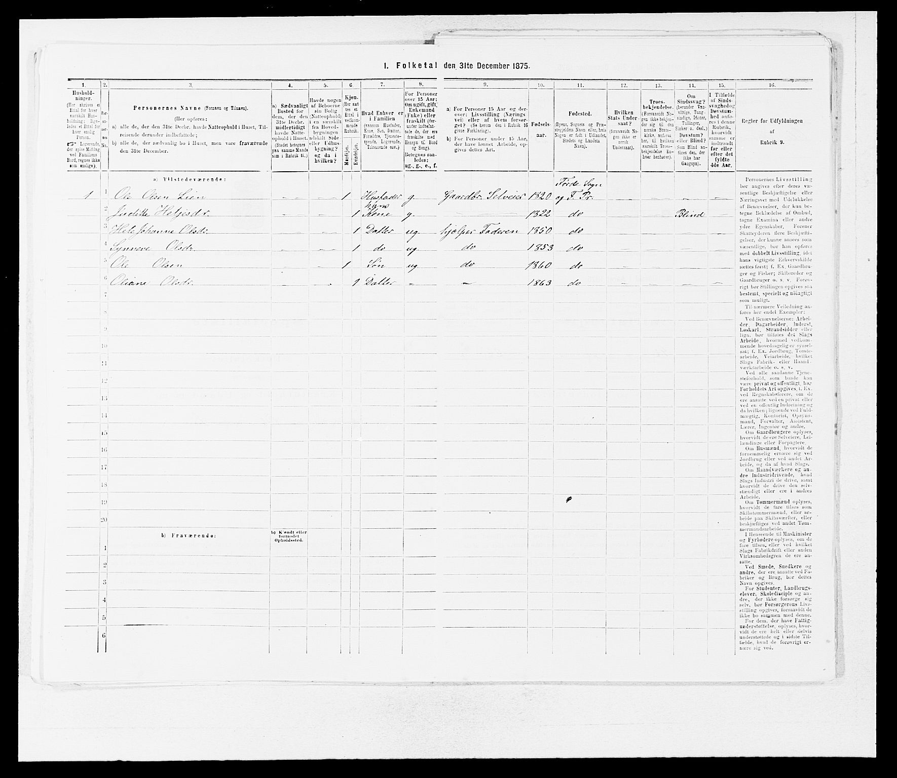 SAB, Folketelling 1875 for 1432P Førde prestegjeld, 1875, s. 206