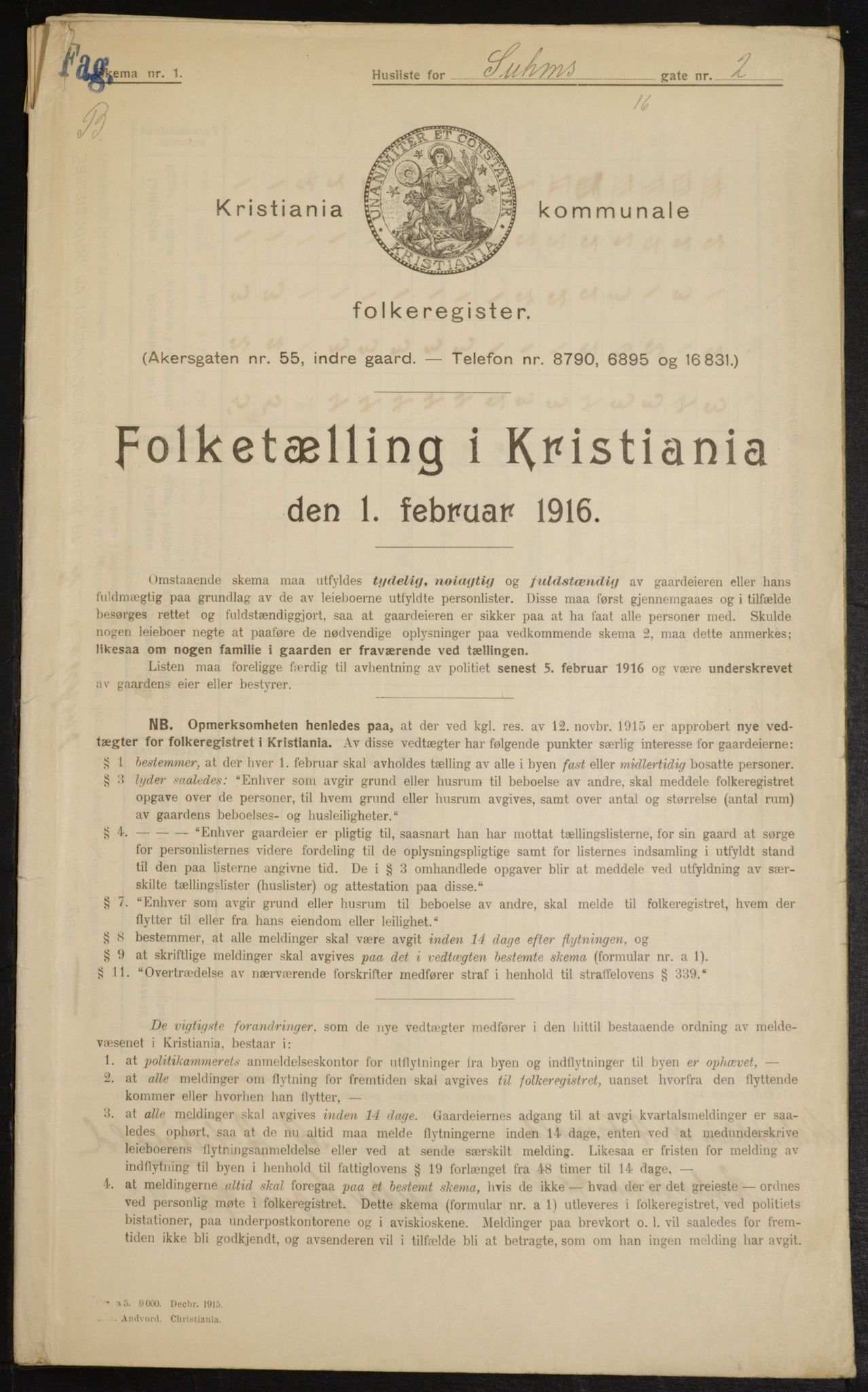 OBA, Kommunal folketelling 1.2.1916 for Kristiania, 1916, s. 107380