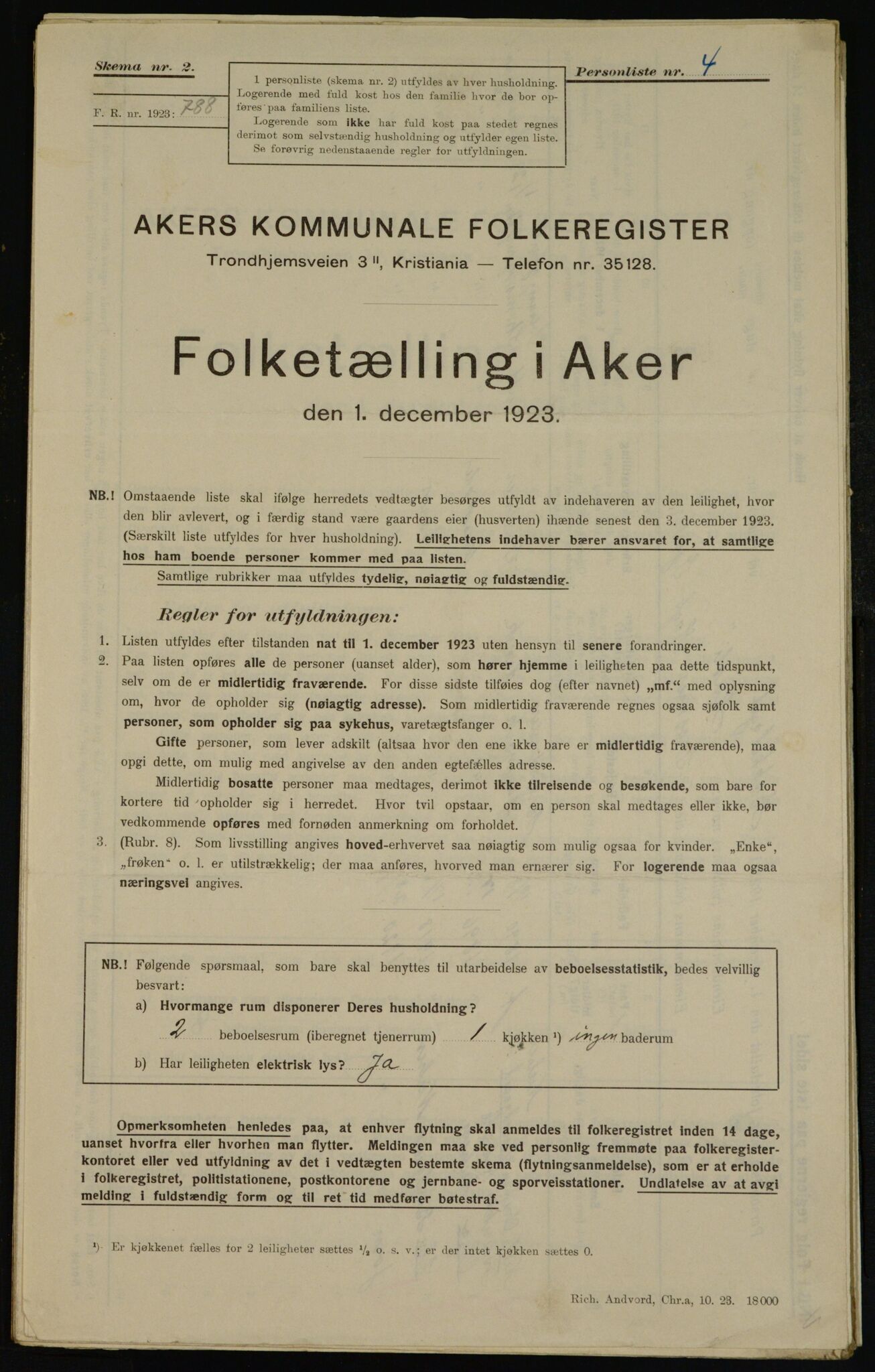 , Kommunal folketelling 1.12.1923 for Aker, 1923, s. 41496