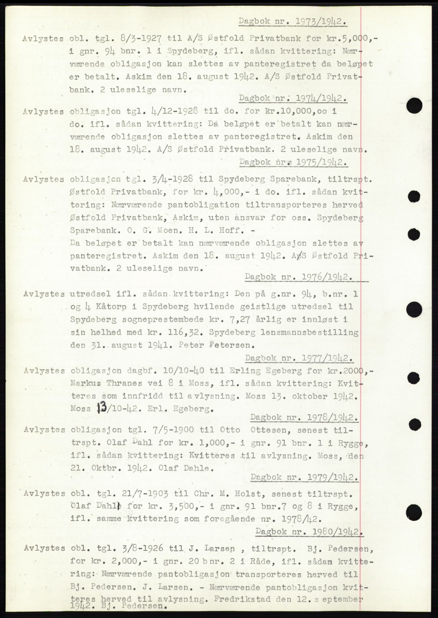 Moss sorenskriveri, SAO/A-10168: Pantebok nr. C10, 1938-1950, Dagboknr: 1973/1942